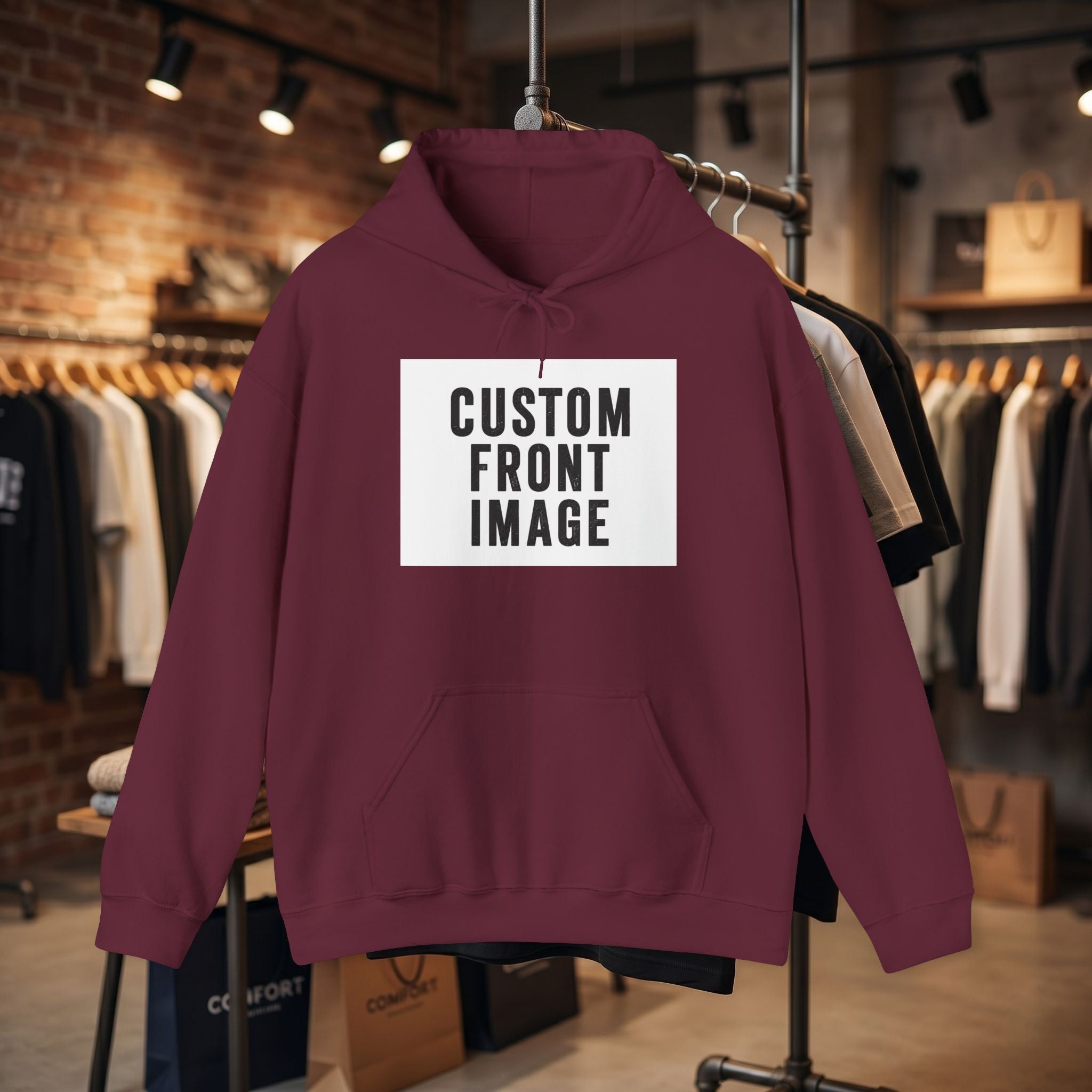 Custom Front Image Hoodie — Personalized White Pullover Hooded Sweatshirt