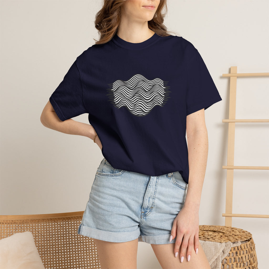 Minimal Wave Graphic T-Shirt — Abstract Line Art Tee
