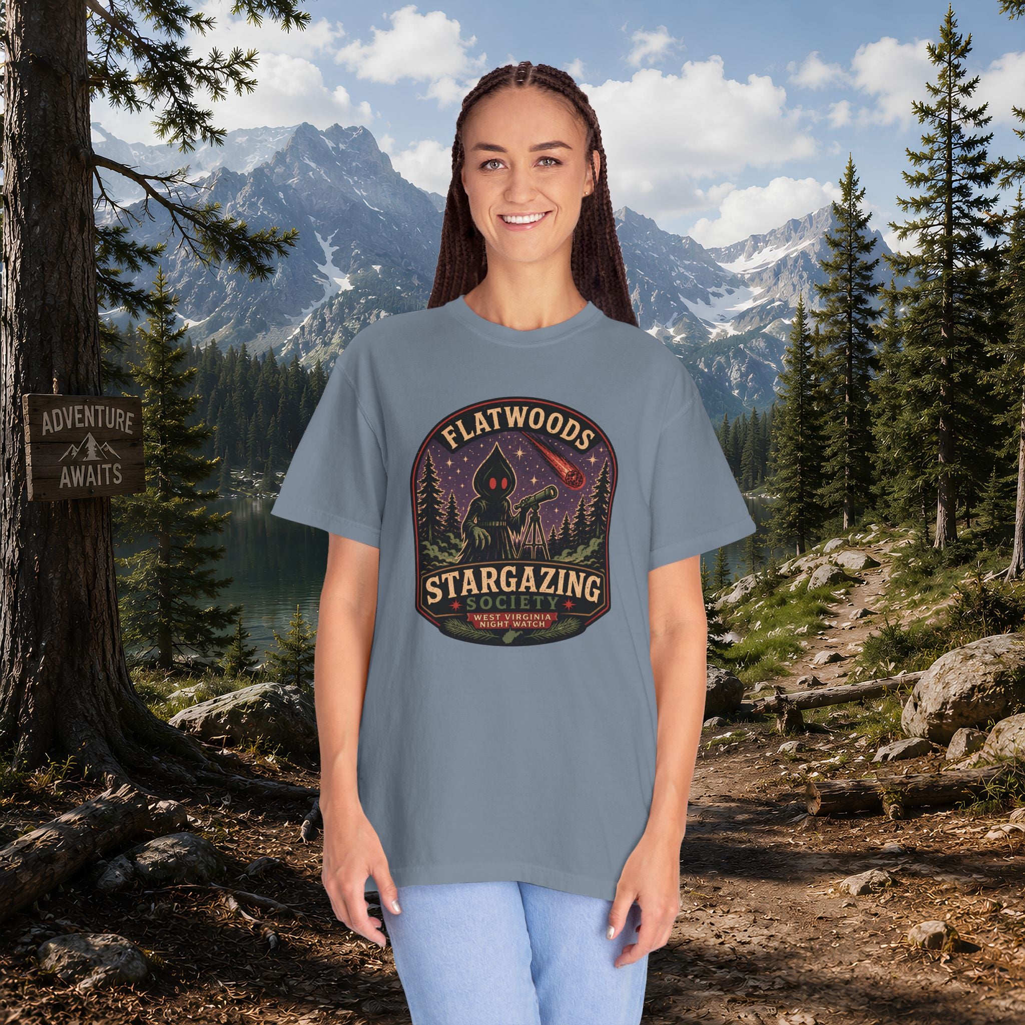 Flatwoods Stargazing Society T‑Shirt — Night Sky Adventure Tee