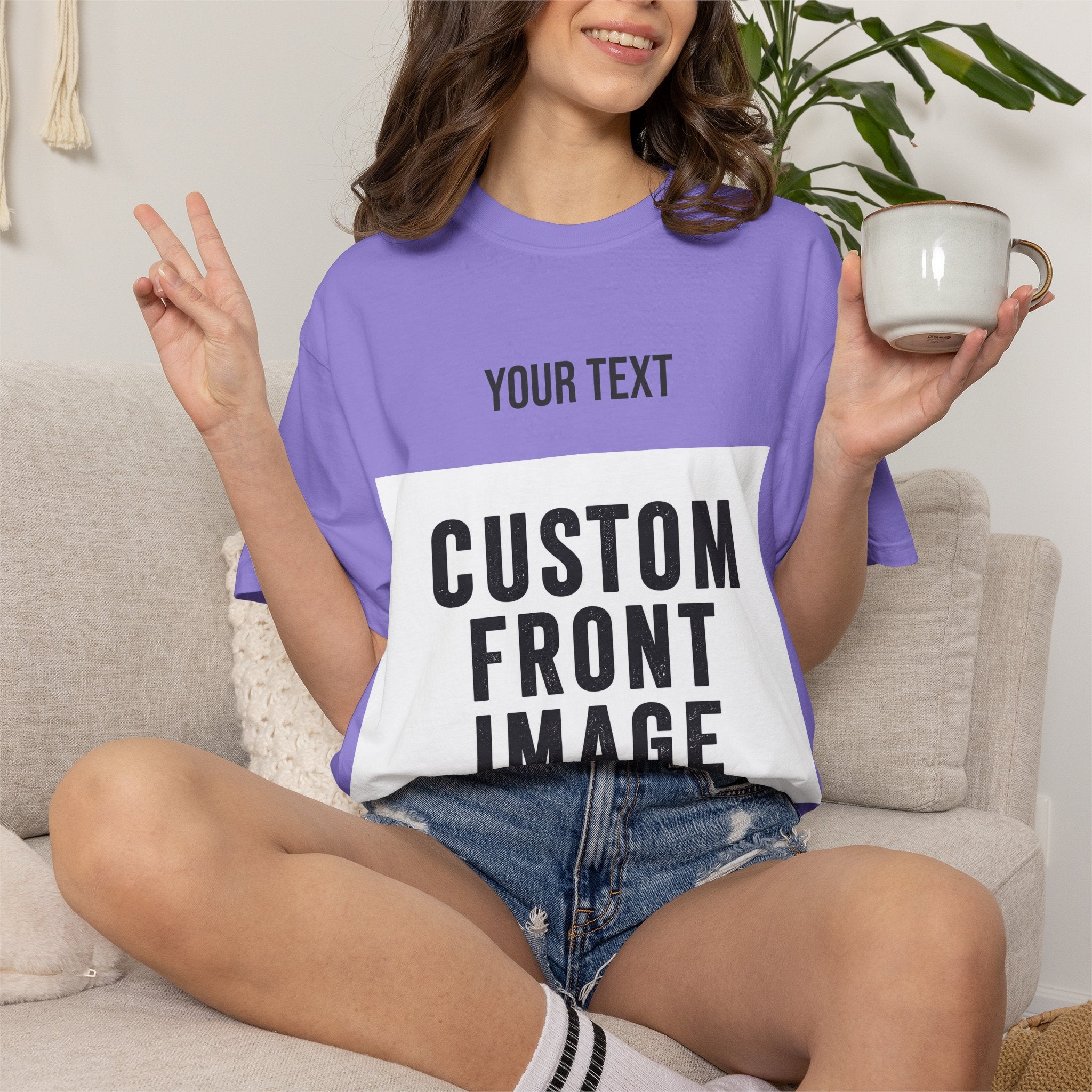 Custom Front Landscape Print T-Shirt — Personalized Text & Image Tee