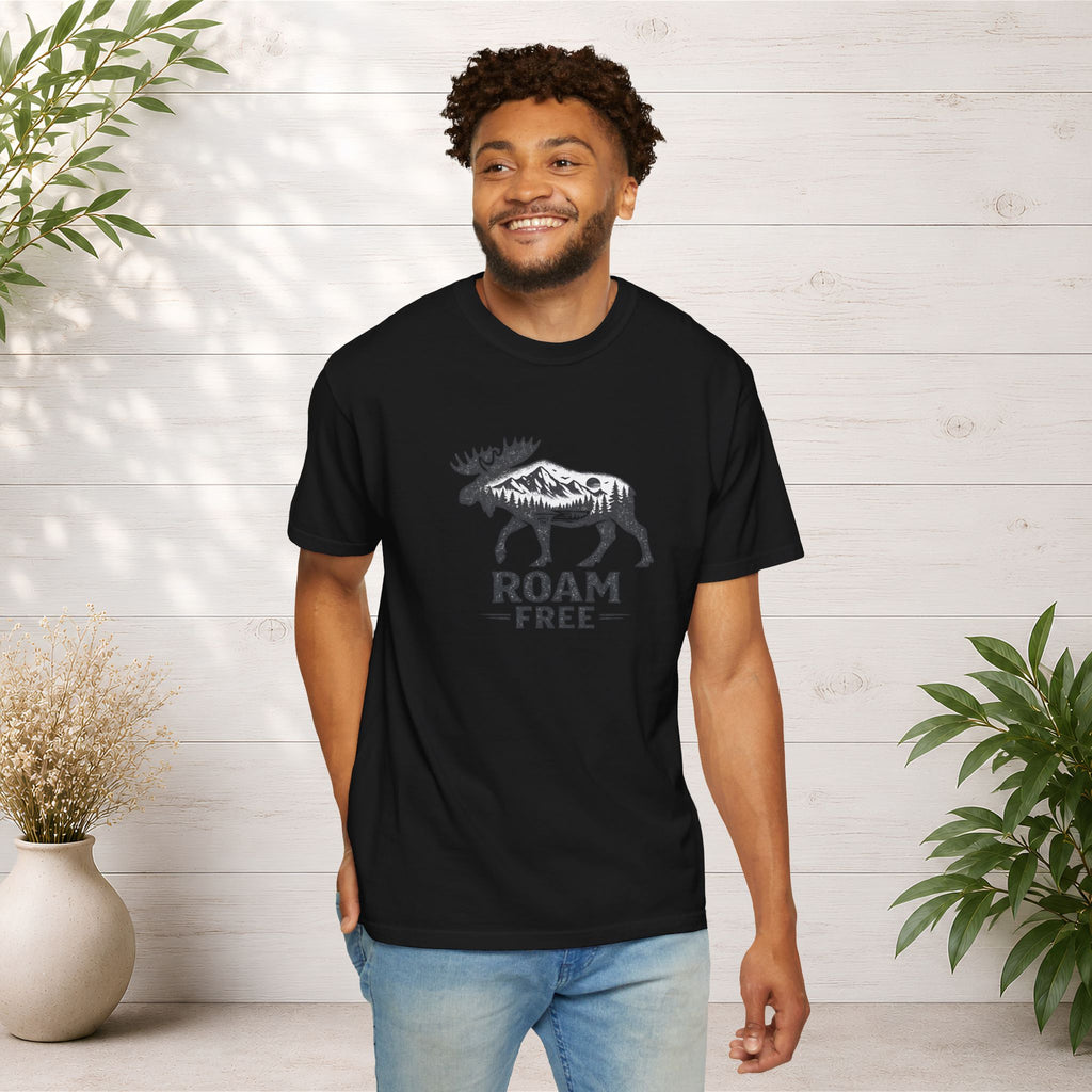 Roam Free Moose T-Shirt — Outdoorsy Nature Graphic Tee
