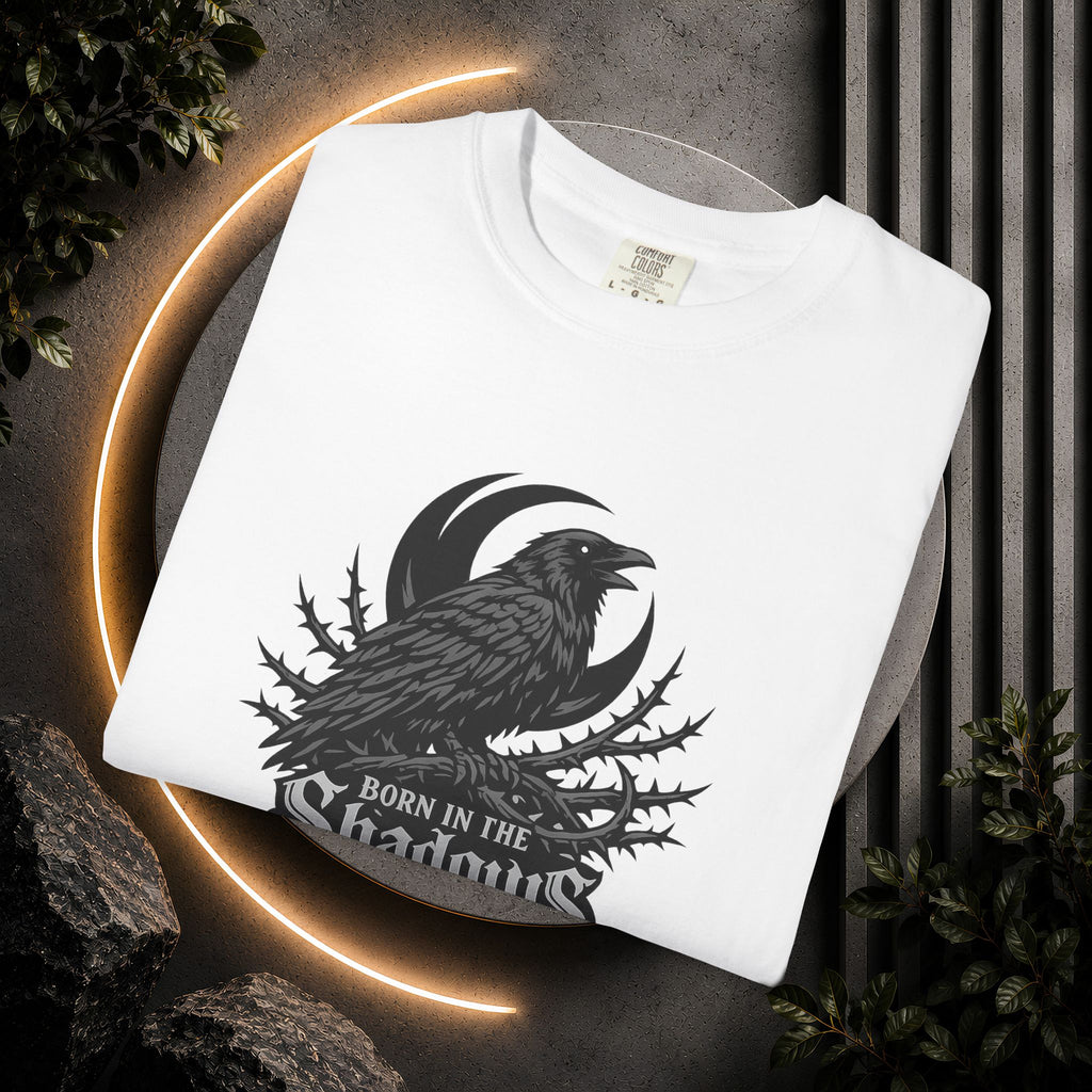 Raven in the Shadows T-Shirt — Gothic Raven Graphic Tee