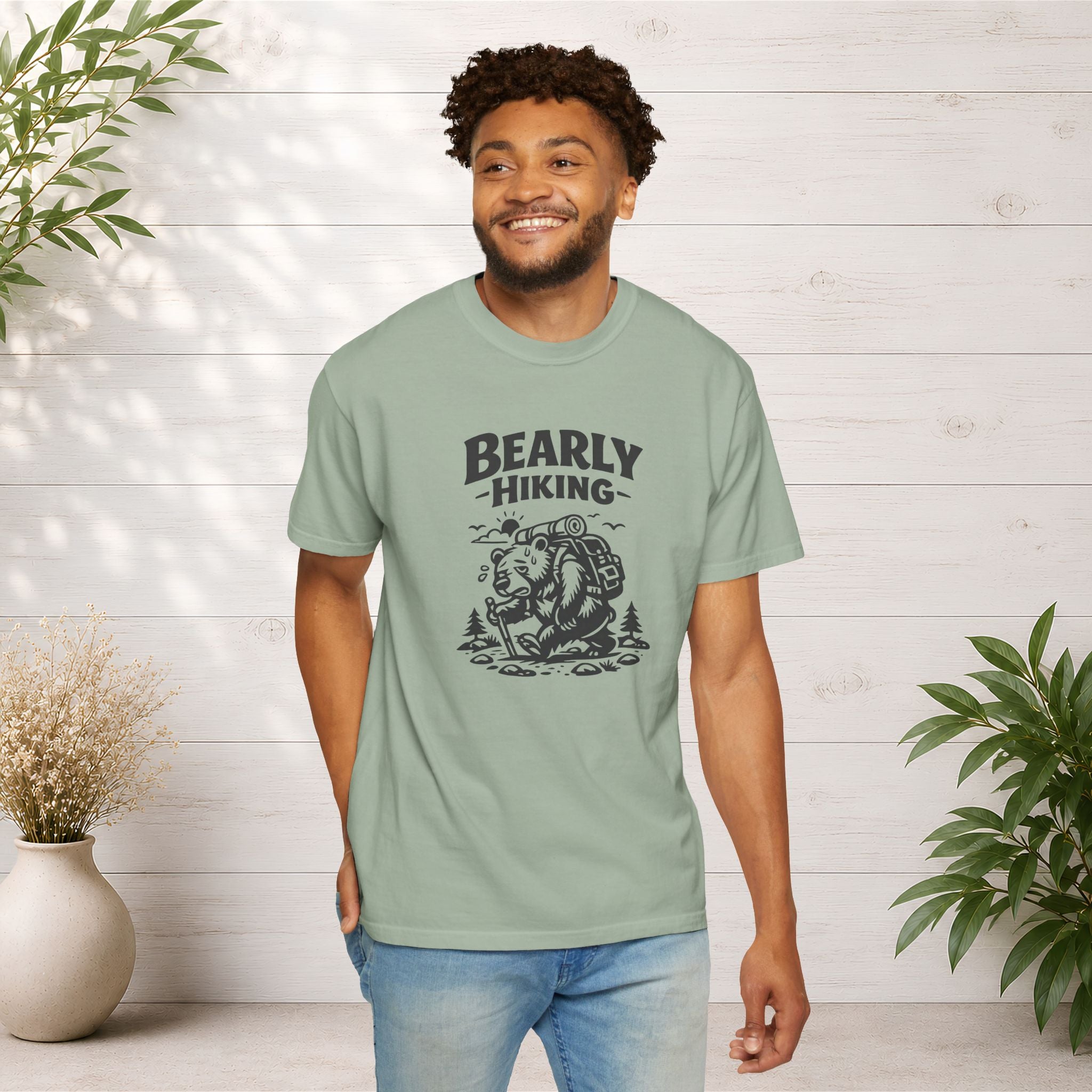 Bearly Hiking T-Shirt — Funny Bear Backpacking Graphic Tee for Hikers & Outdoor Lovers