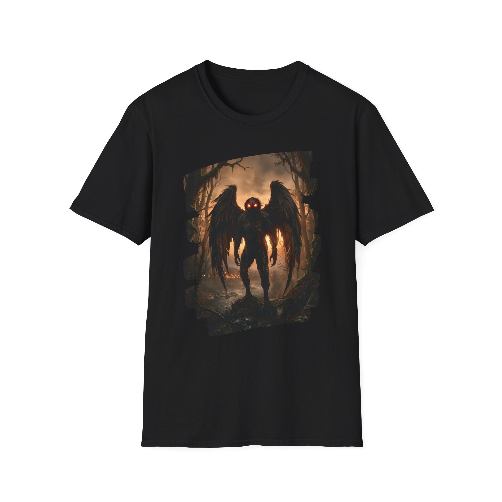 Mothman Cryptid Illustration T-Shirt | Dark Horror Graphic