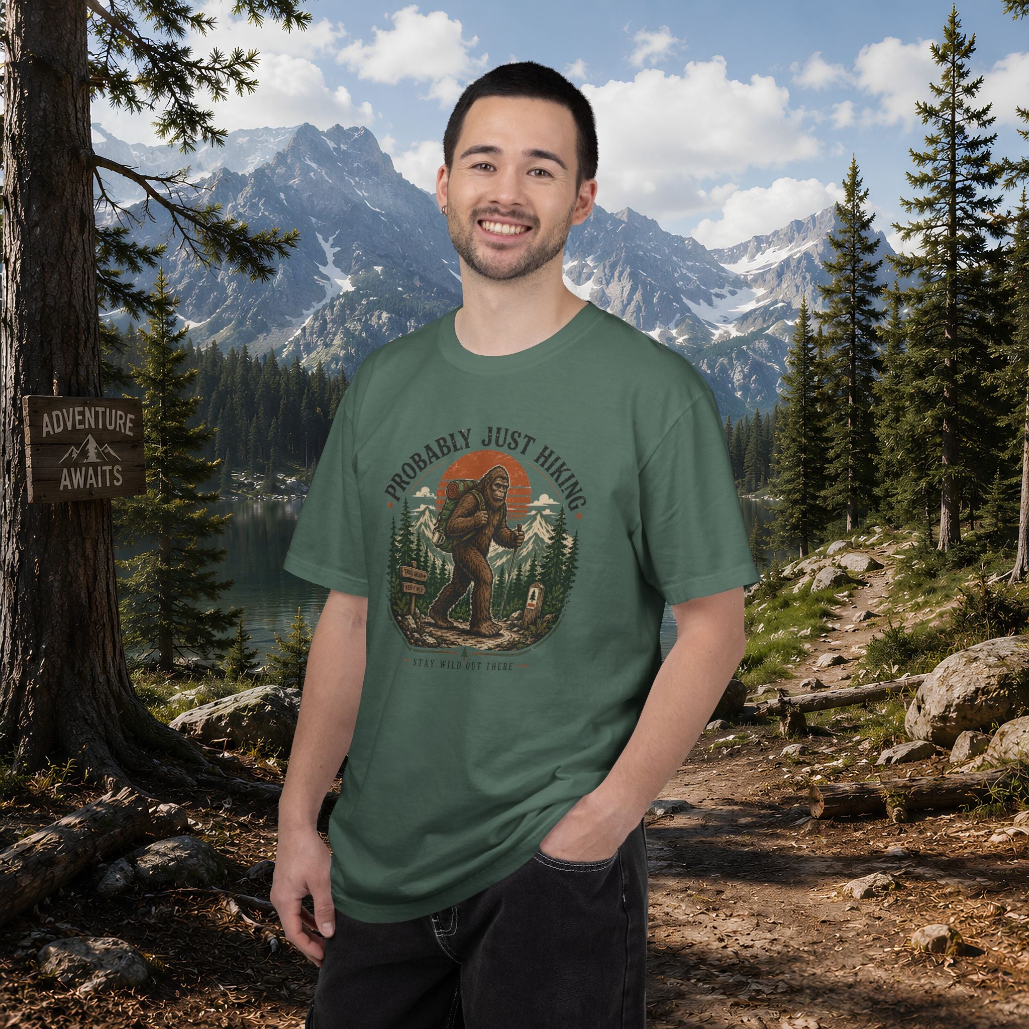 Probably Just Hiking T-Shirt — Bigfoot Forest Adventure Tee