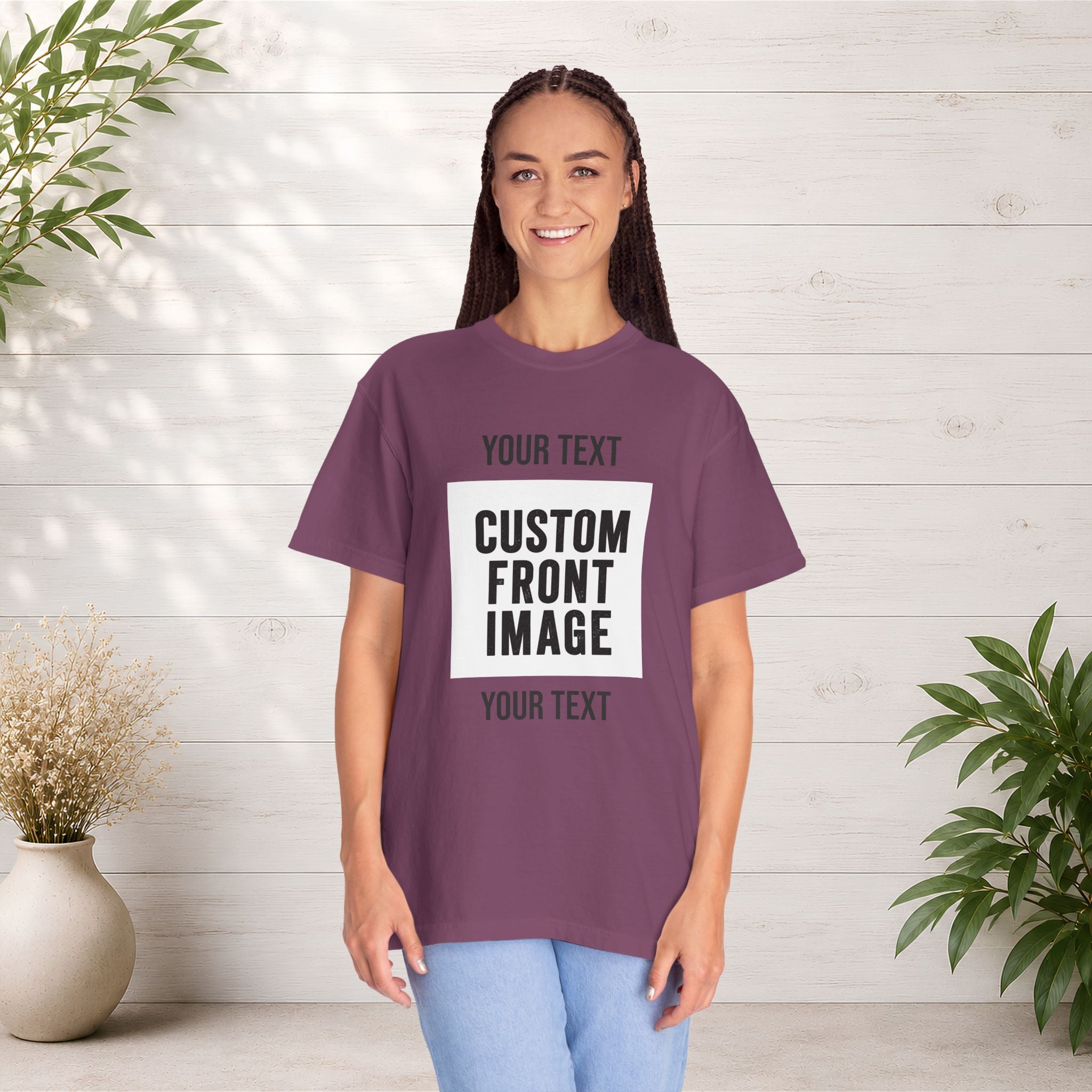 Custom Front Square Print T-Shirt — Personalized Text & Image Tee