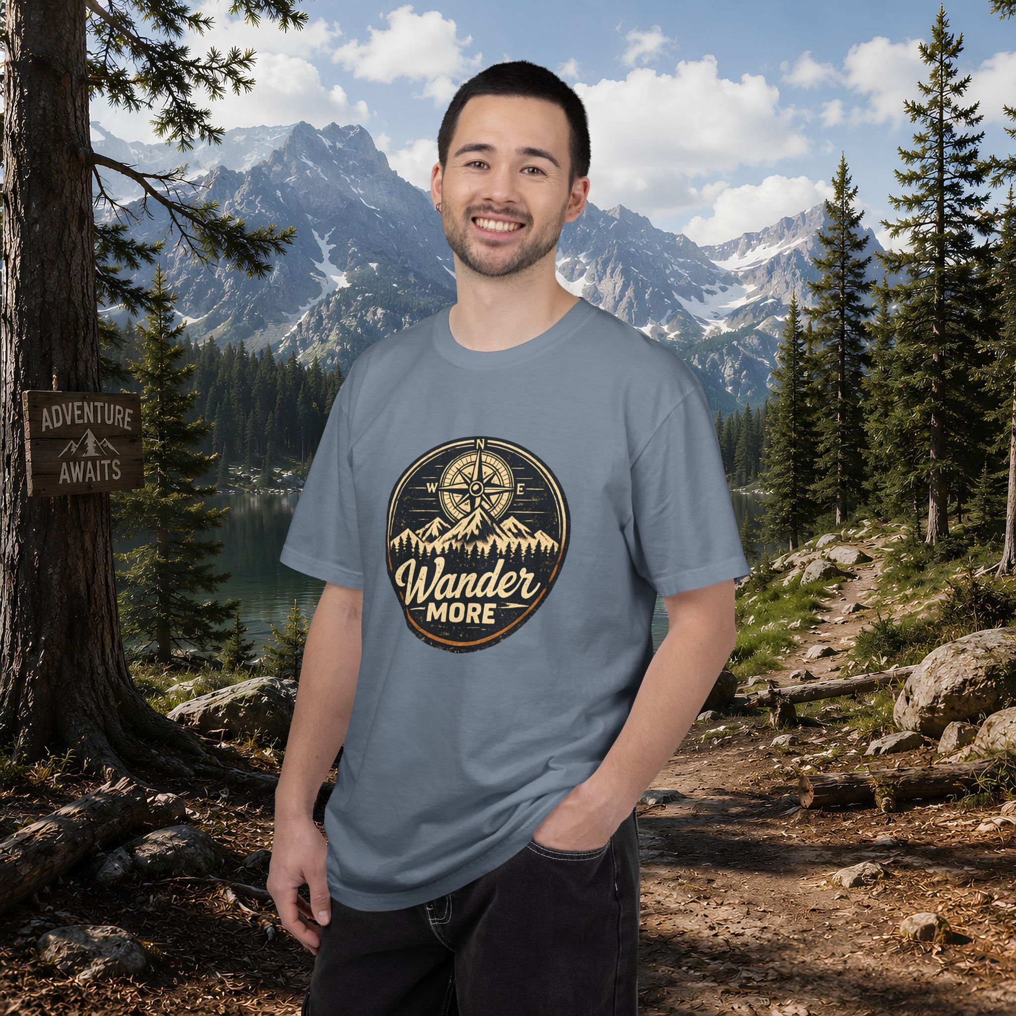 Wander More T-Shirt — Adventure Compass Graphic Tee