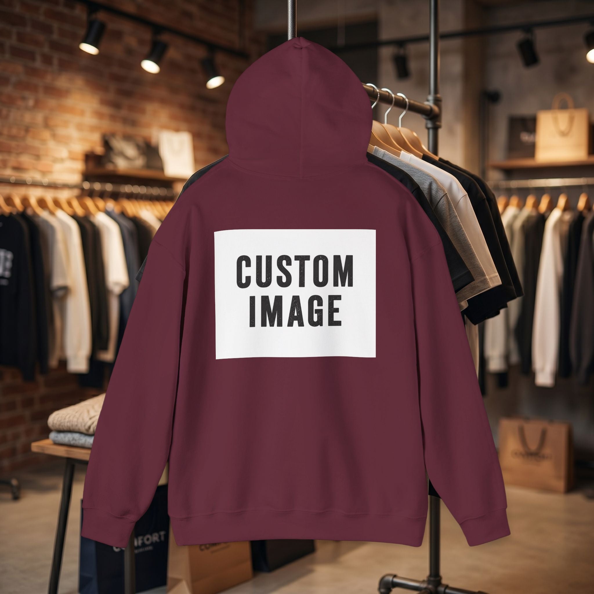 Custom Front Small Left and Back Image Hoodie — Personalized White Pullover Hooded Sweatshirt