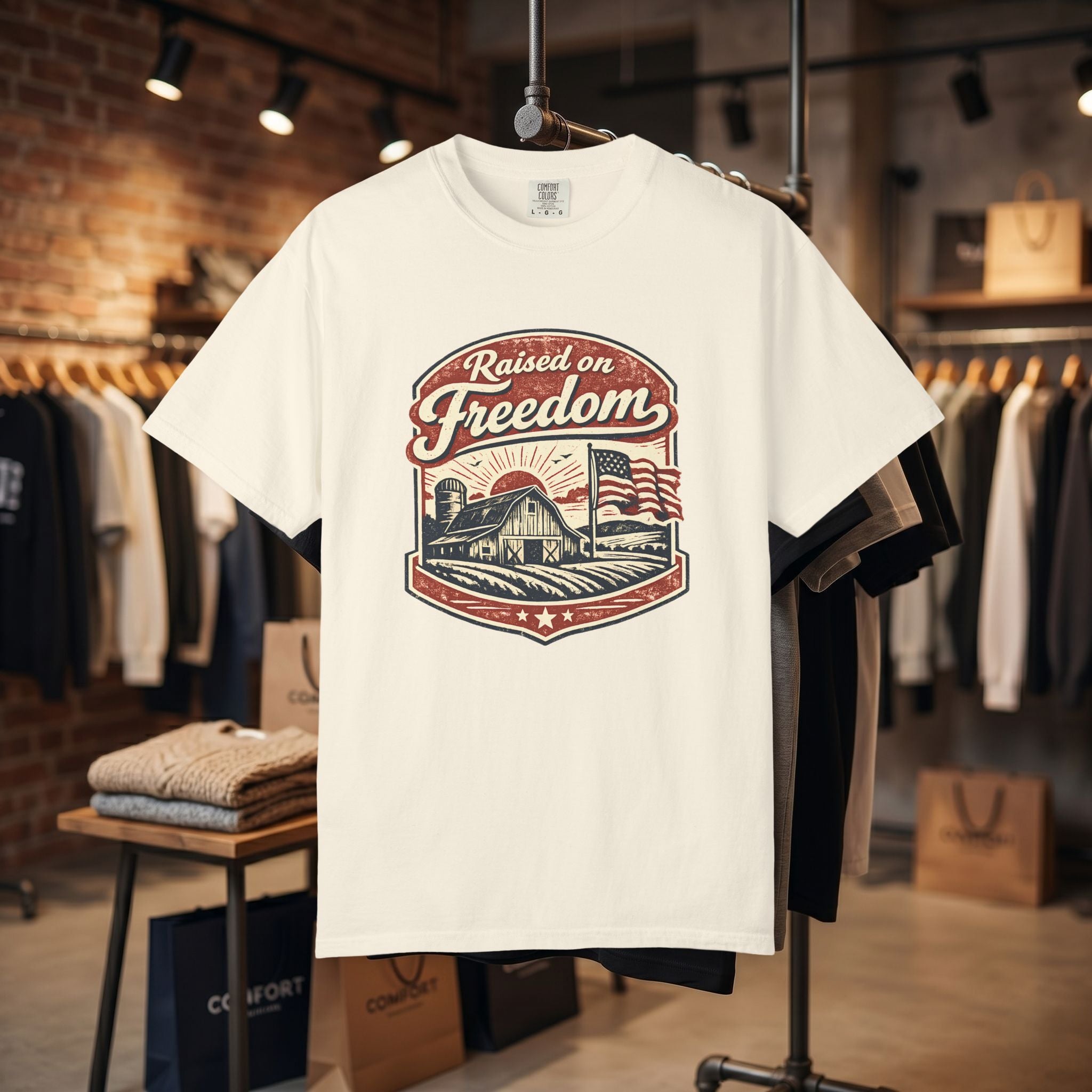 Raised on Freedom T-Shirt — Vintage American Flag Graphic Tee