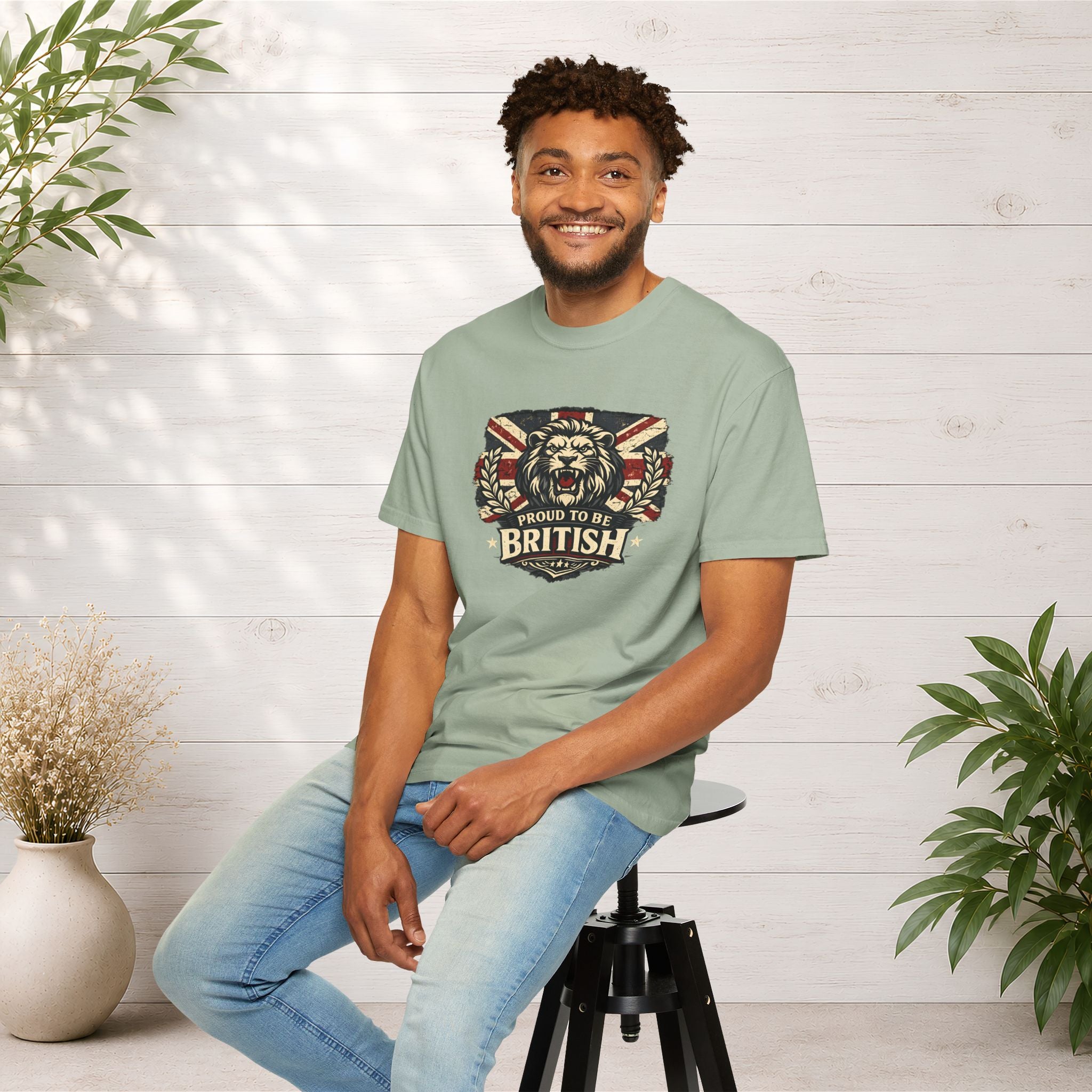 British Lion T-Shirt — "Proud to Be British" Union Jack Graphic Tee