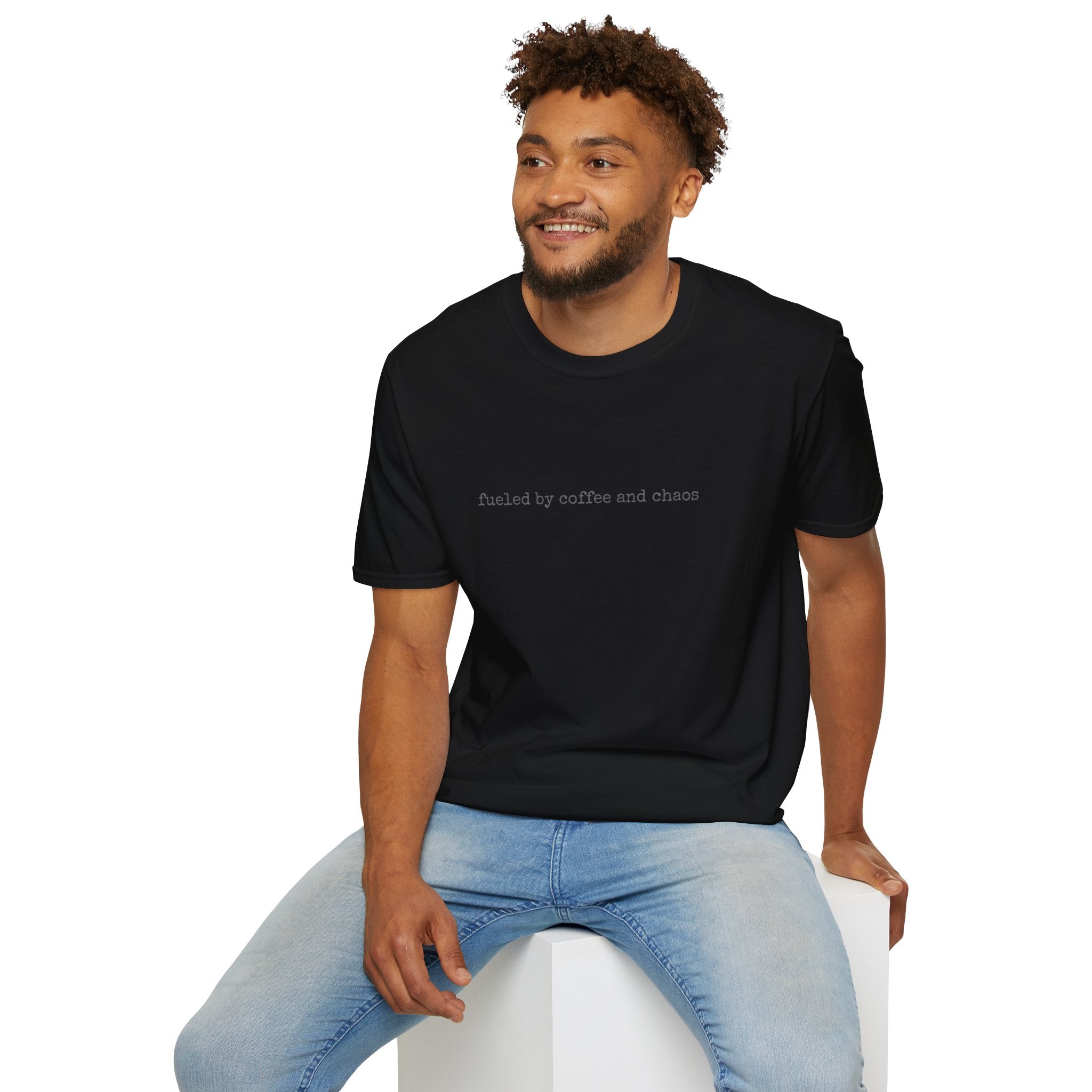 Fueled by Coffee and Chaos T-Shirt | Minimal Slogan Tee