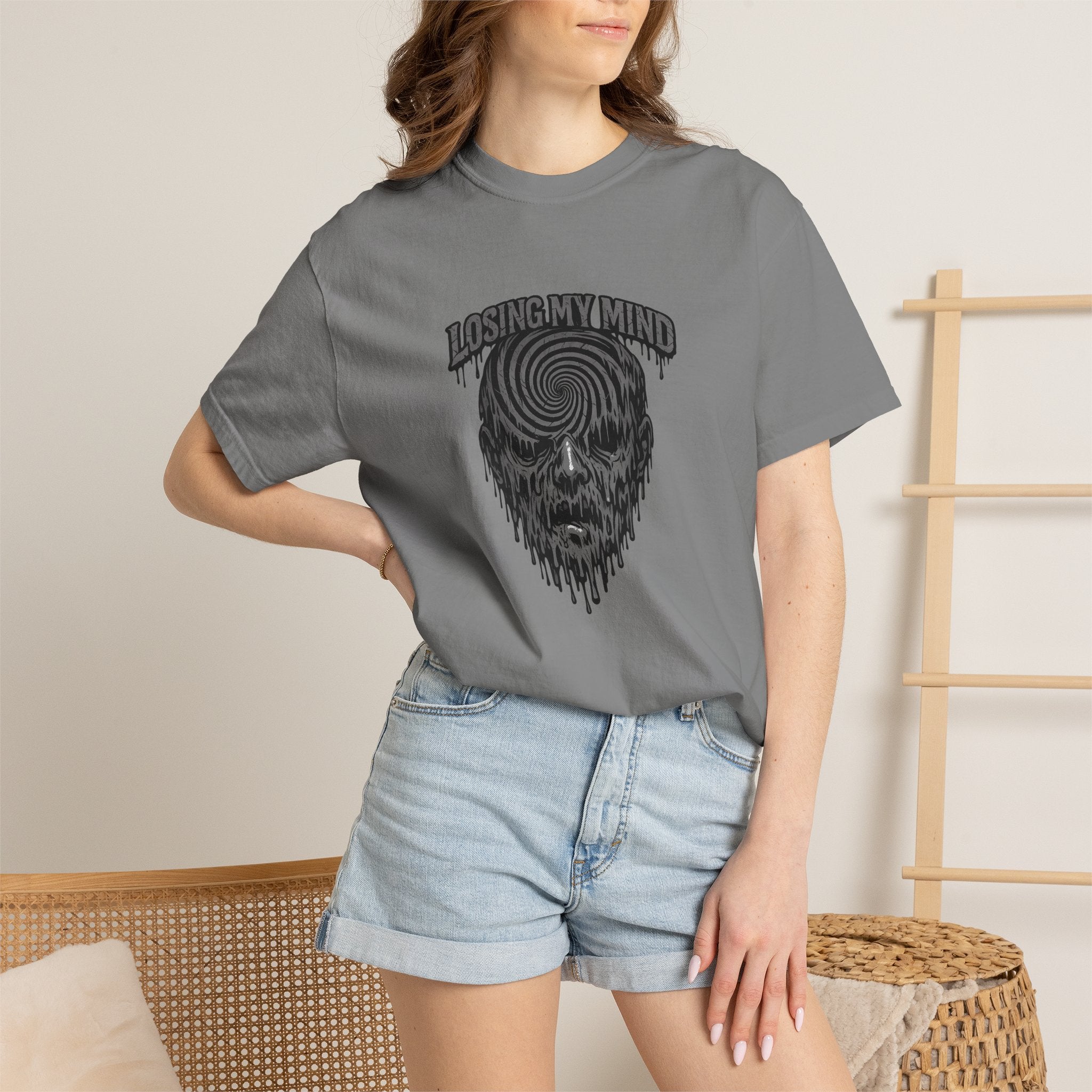 Losing My Mind Skull Tee — Psychedelic Spiral Graphic T-Shirt