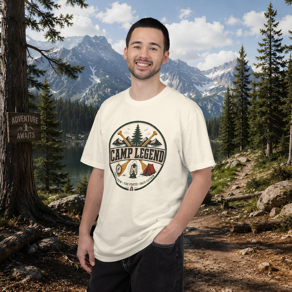 Camp Legend T-Shirt — Vintage Camping Badge Tee