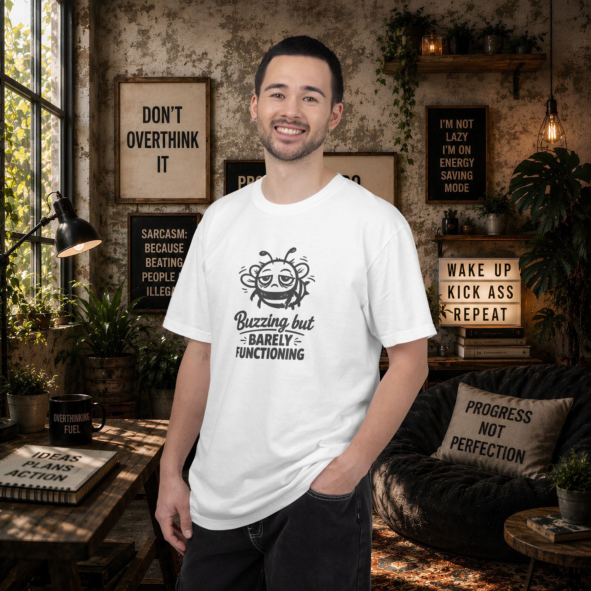 Buzzing But Barely Functioning T-Shirt — Funny Bee Graphic Tee