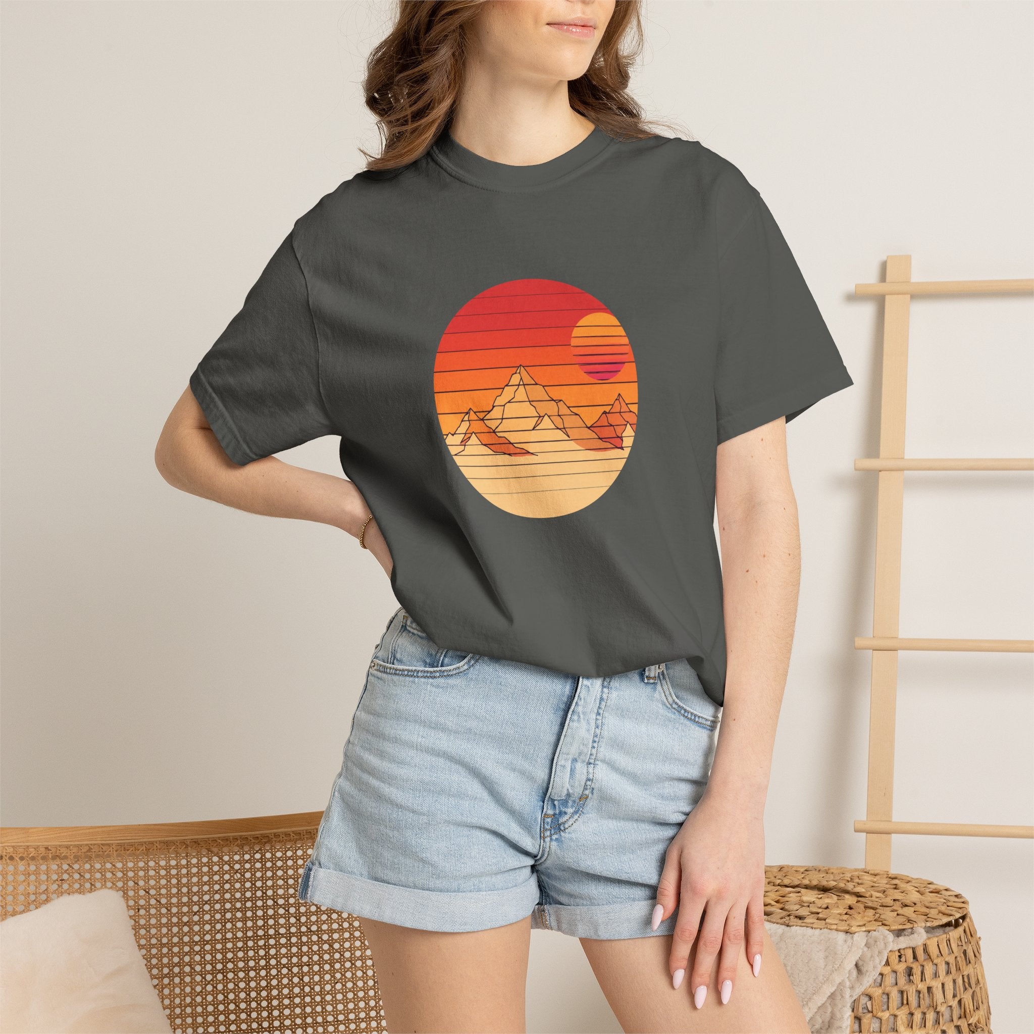 Retro Sunset Mountain T-shirt | Vintage Mountain Graphic Tee