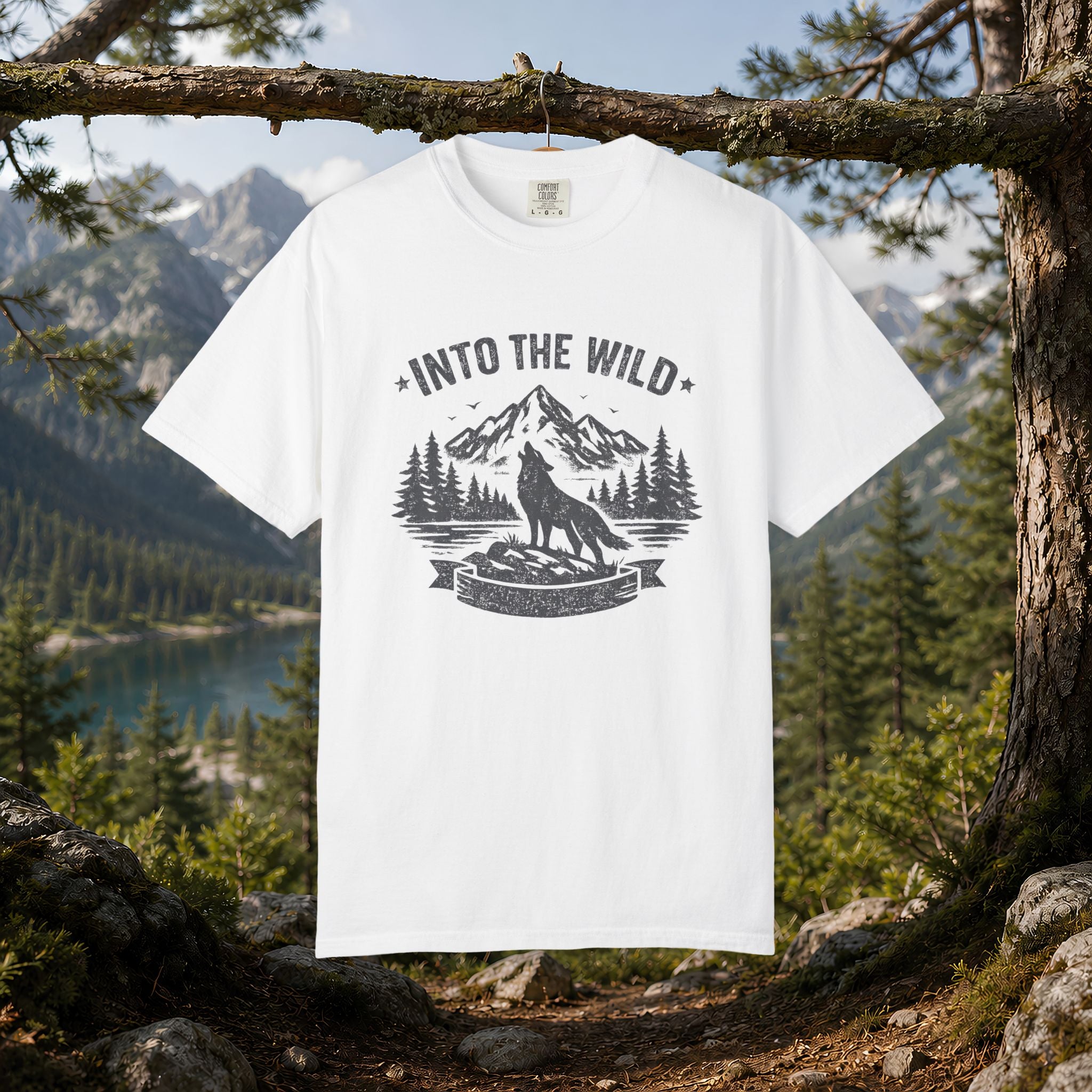 Into the Wild Wolf T-Shirt — Mountain Camping Adventure Tee