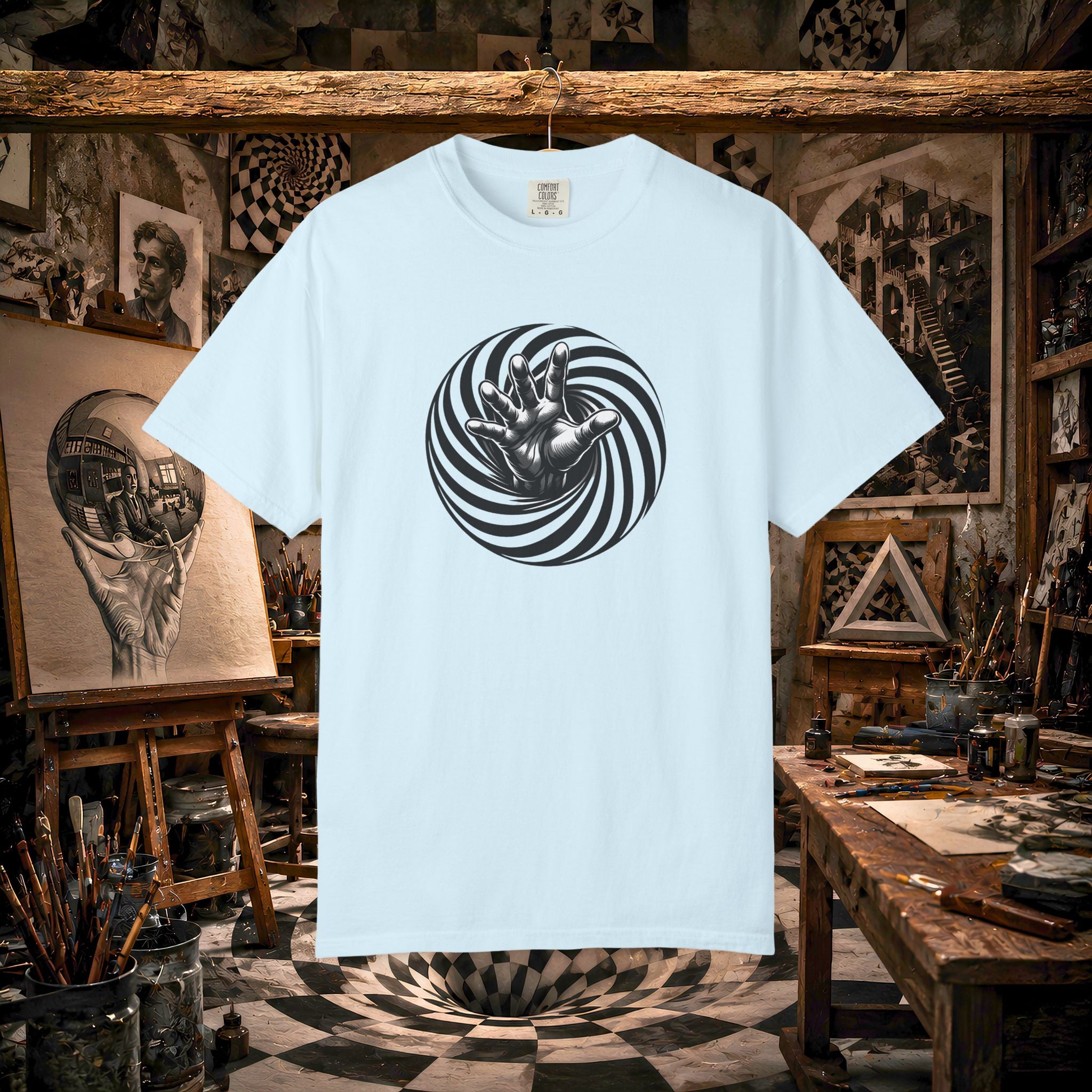 Optical Spiral Hand Graphic T-Shirt