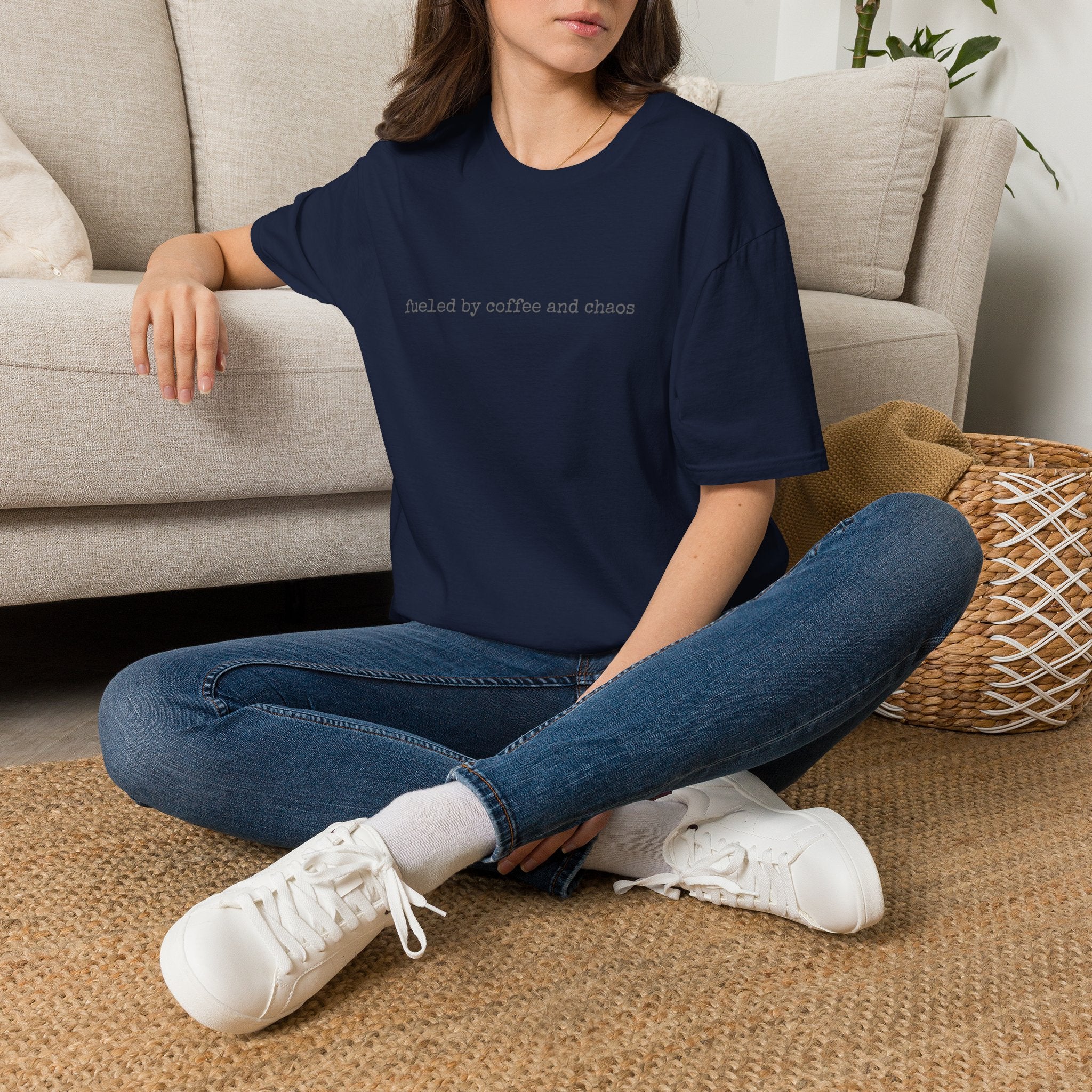 Fueled by Coffee and Chaos T-Shirt | Minimal Slogan Tee
