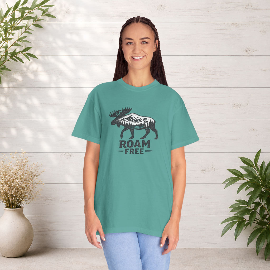 Roam Free Moose T-Shirt — Outdoorsy Nature Graphic Tee