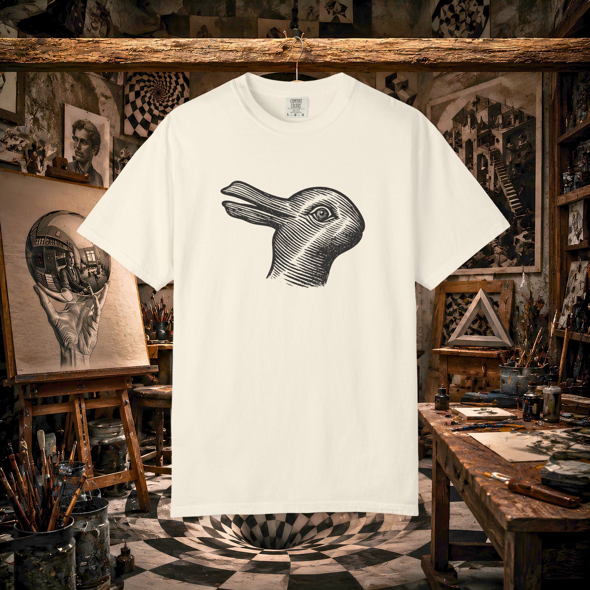Vintage Optical Illusion Rabbit-Duck T-Shirt
