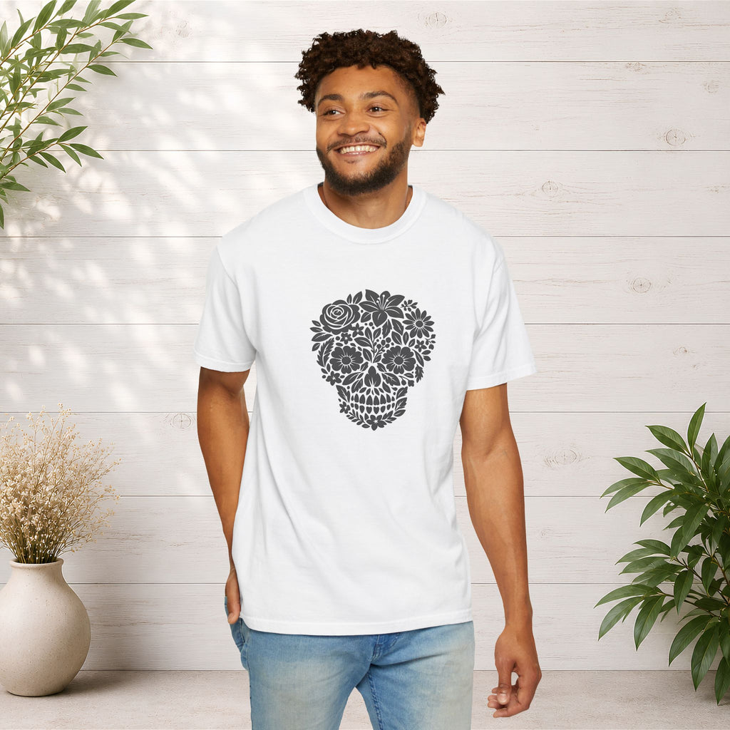 Floral Sugar Skull T-Shirt — Day of the Dead Floral Skull Tee