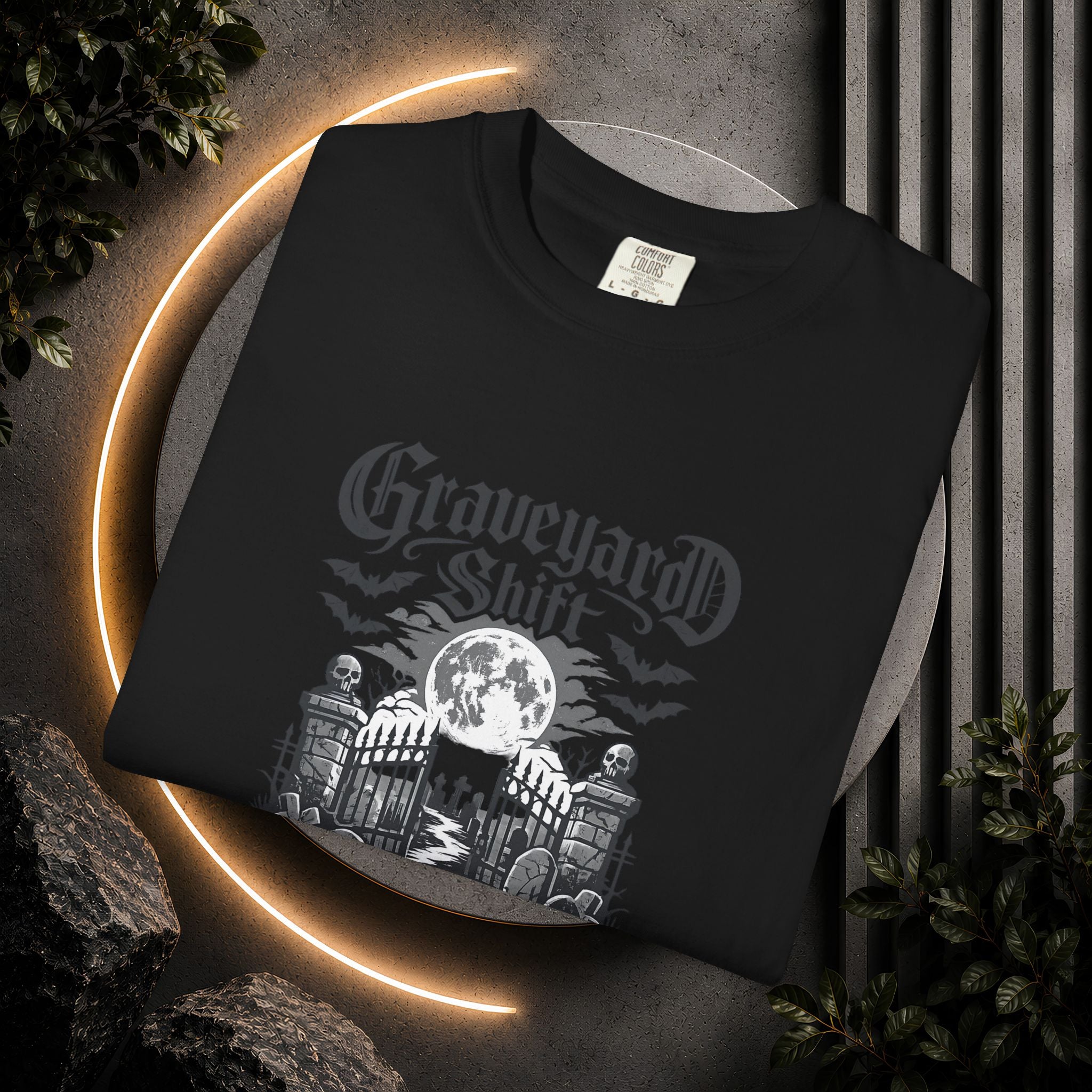 Graveyard Shift T-Shirt — Gothic Cemetery Skull Night Shift Tee