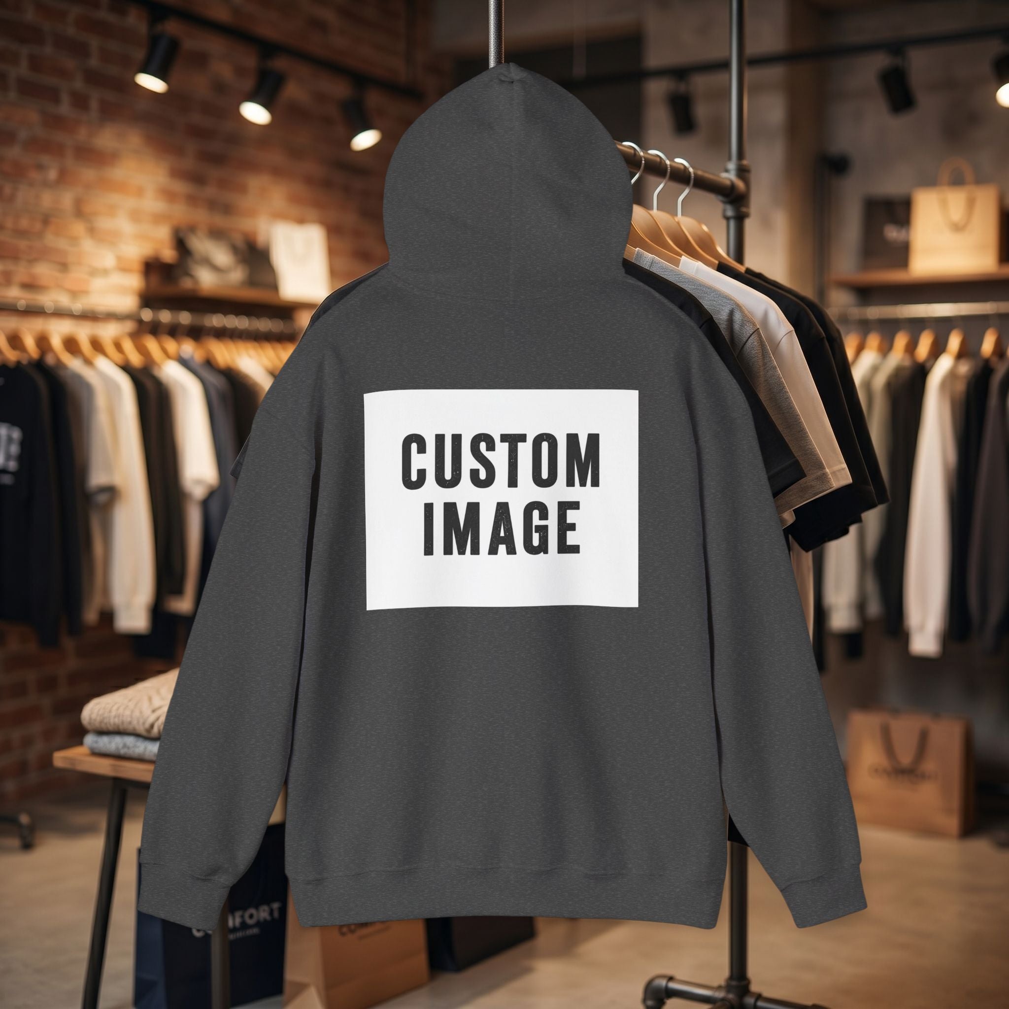 Custom Back Image Hoodie — Personalized White Pullover Hooded Sweatshirt