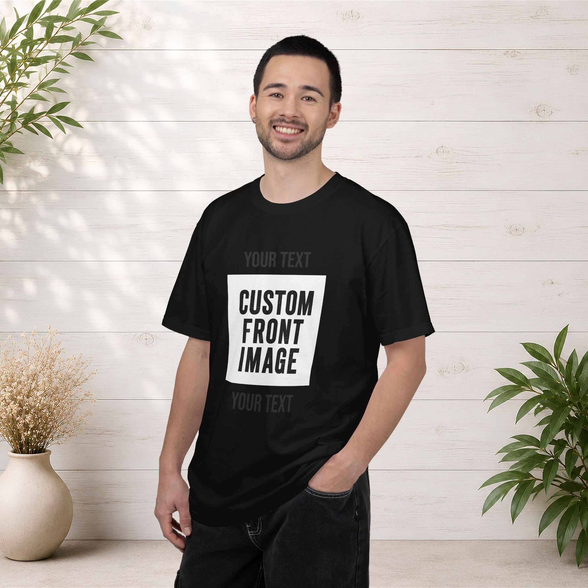 Custom Front Square Print T-Shirt — Personalized Text & Image Tee