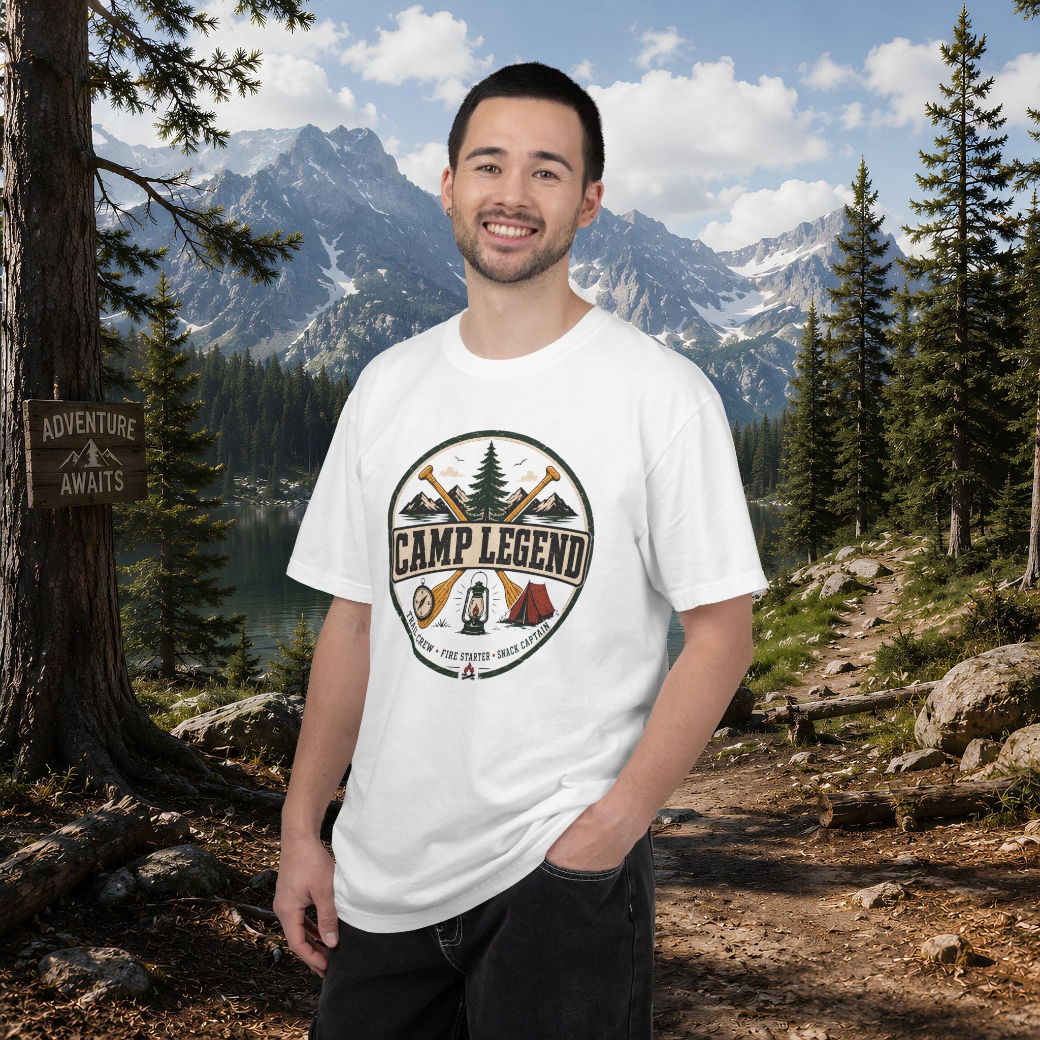 Camp Legend T-Shirt — Vintage Camping Badge Tee
