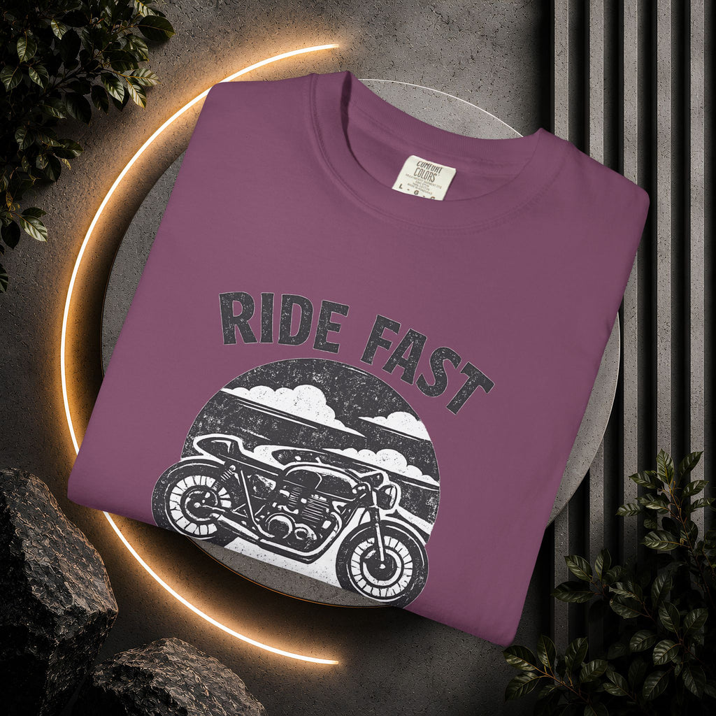Ride Fast Live Free Motorcycle T-Shirt — Vintage Biker Tee for Riders