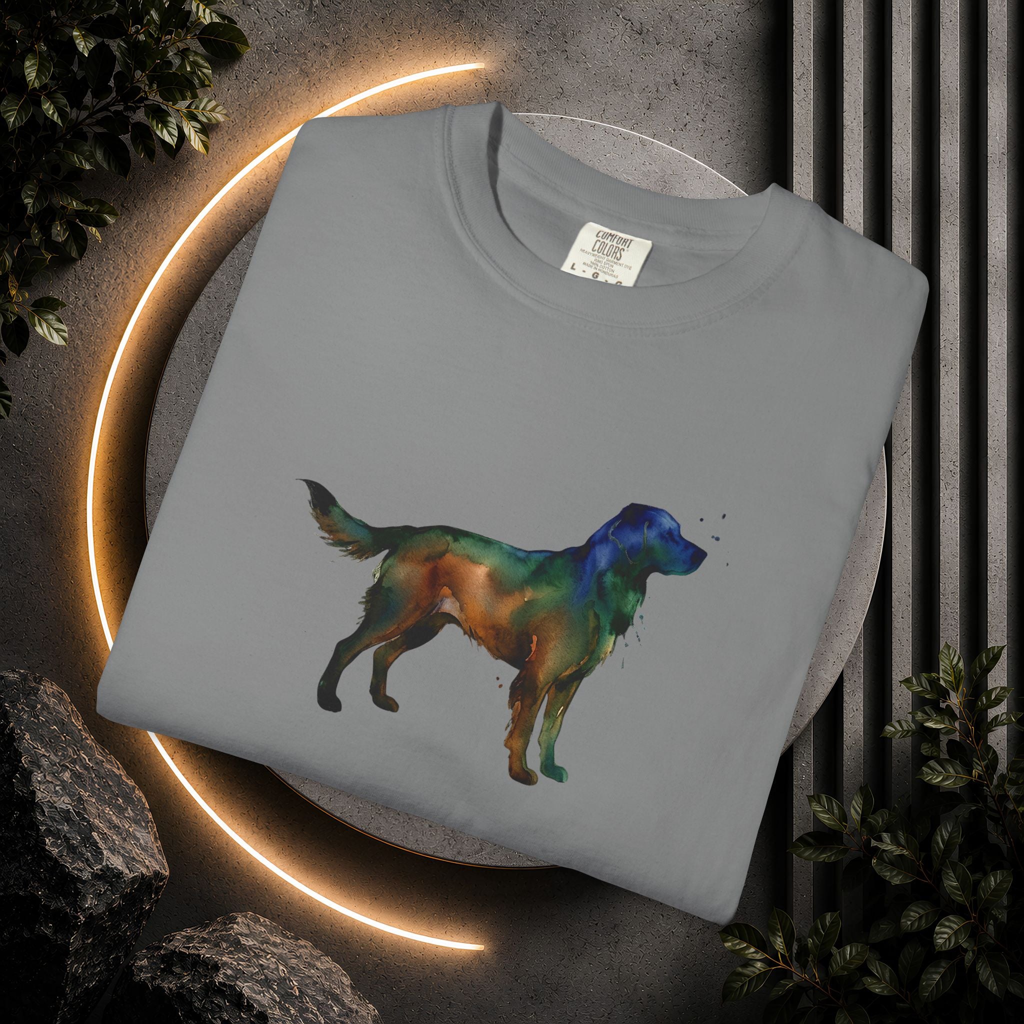 Golden Retriever Silhouette T-Shirt — Colorful Dog Graphic Tee for Pet Lovers