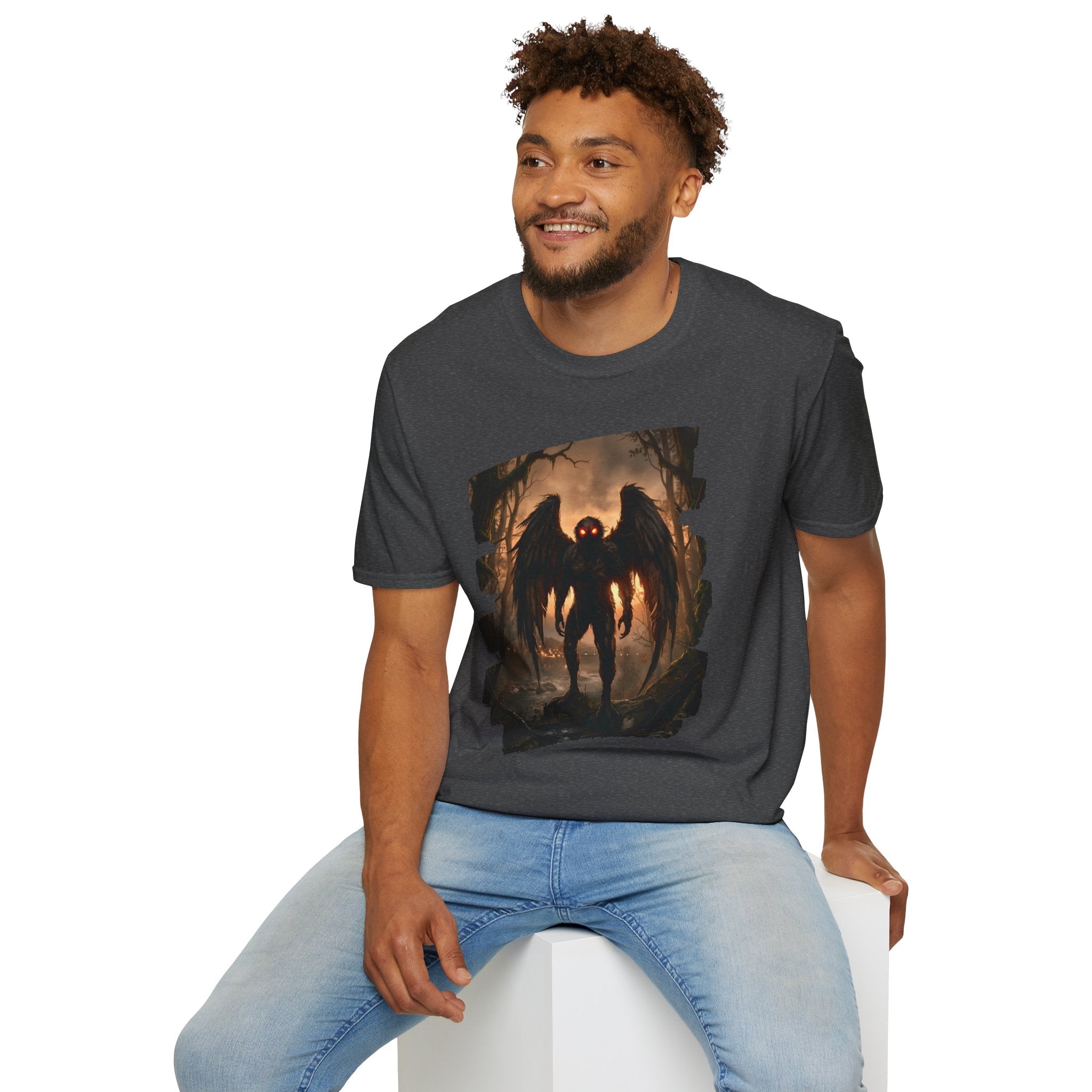 Mothman Cryptid Illustration T-Shirt | Dark Horror Graphic