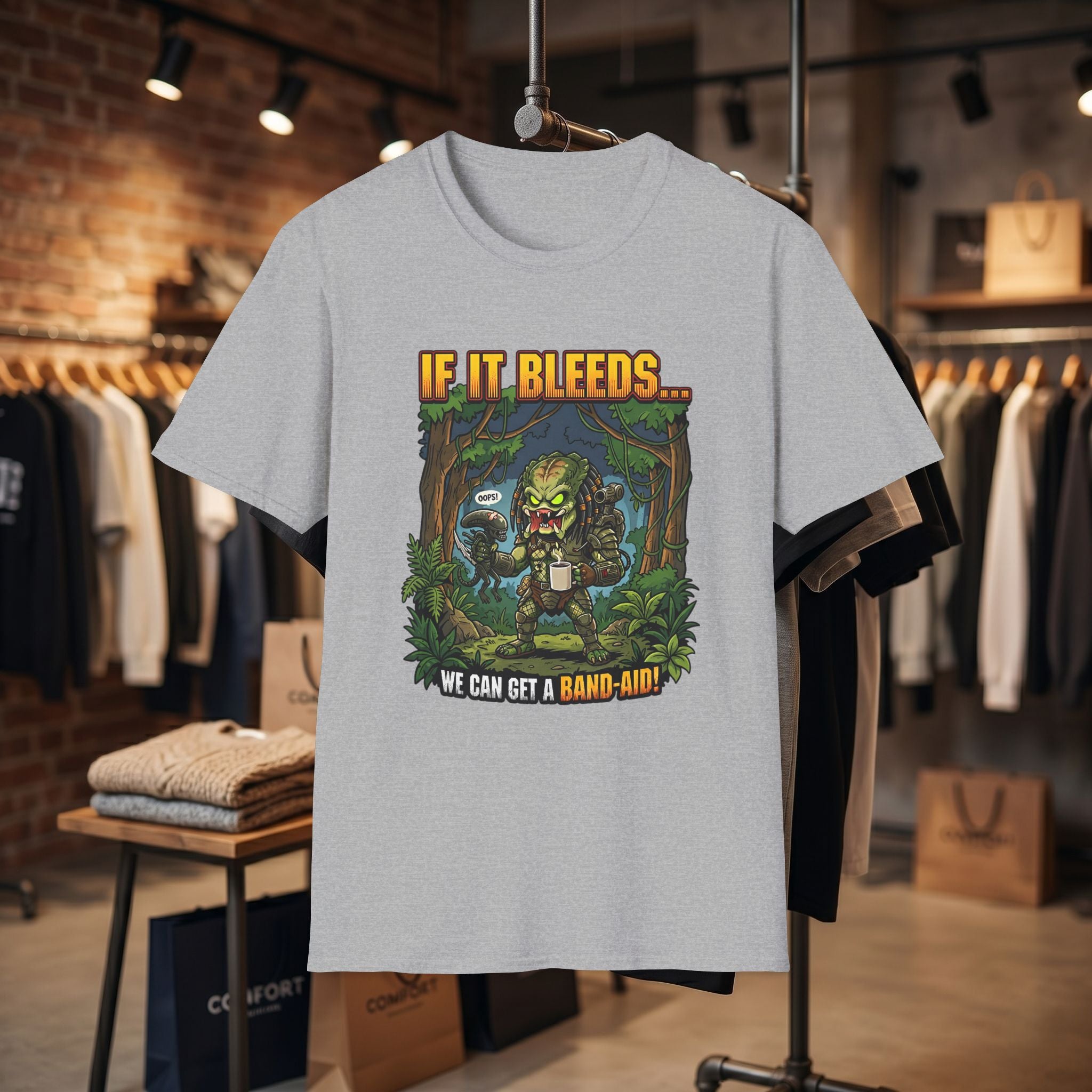 Predator "If It Bleeds" Forest Design T-Shirt | Horror Movie Character