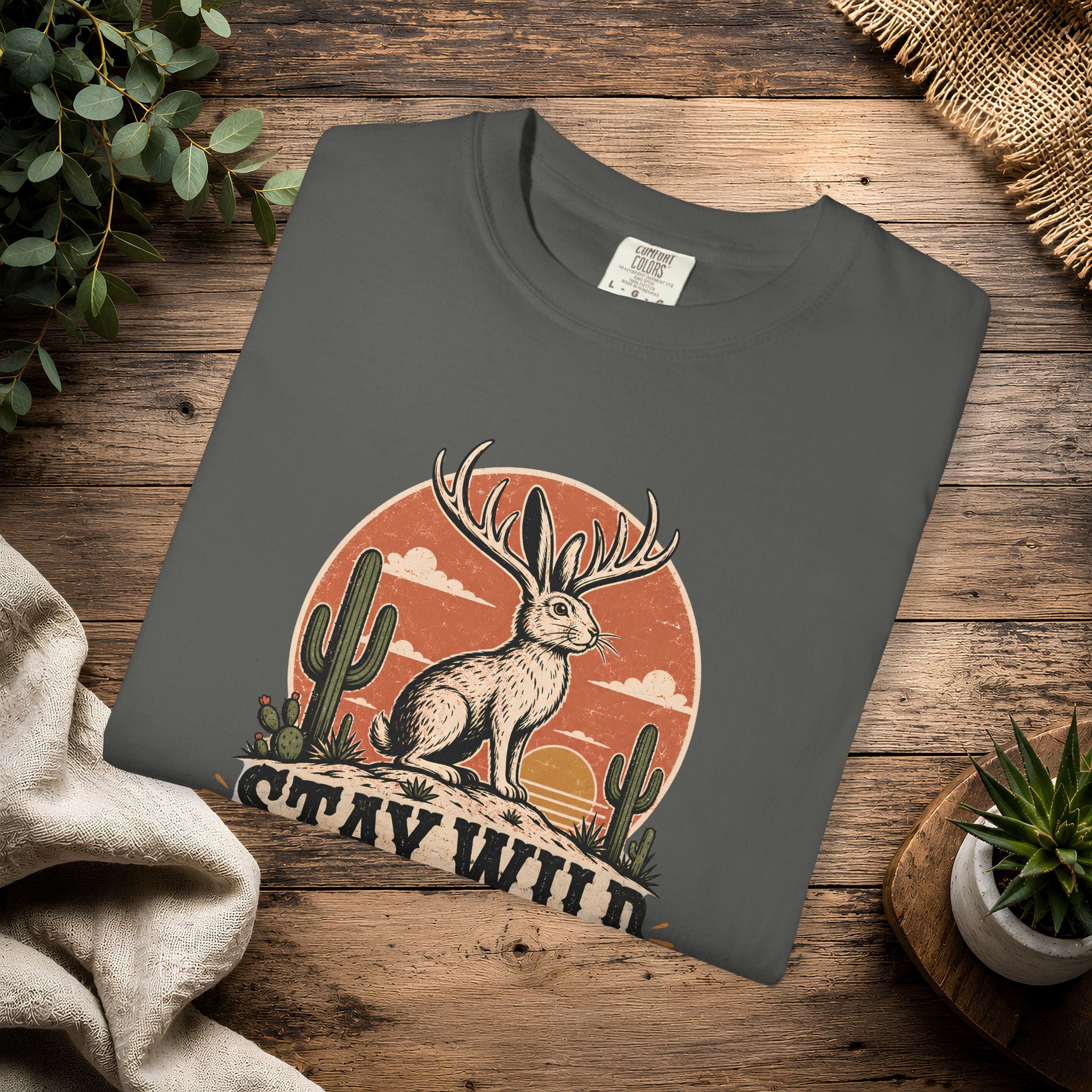 Stay Wild Jackalope T-Shirt — Vintage Desert Adventure Tee