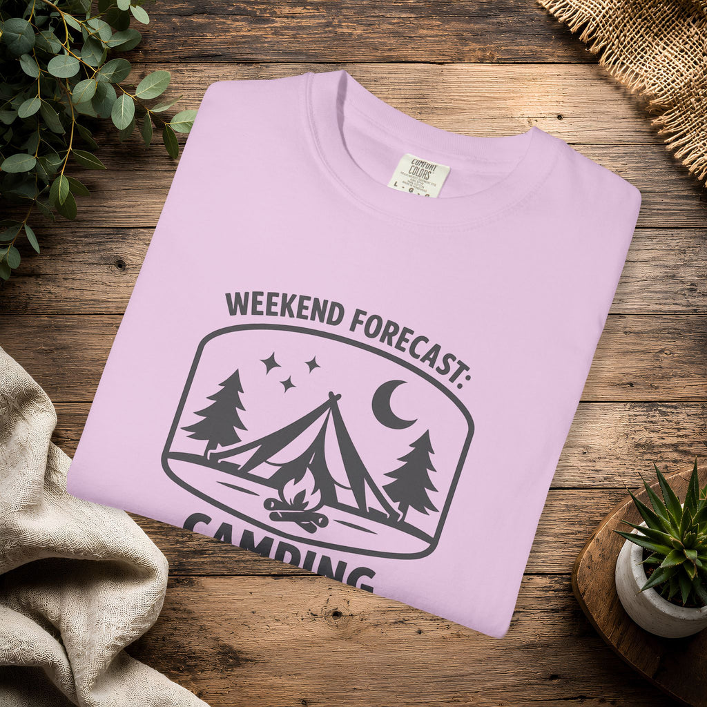 Camping T-Shirt — "Weekend Forecast: Camping" Outdoor Adventure Tee