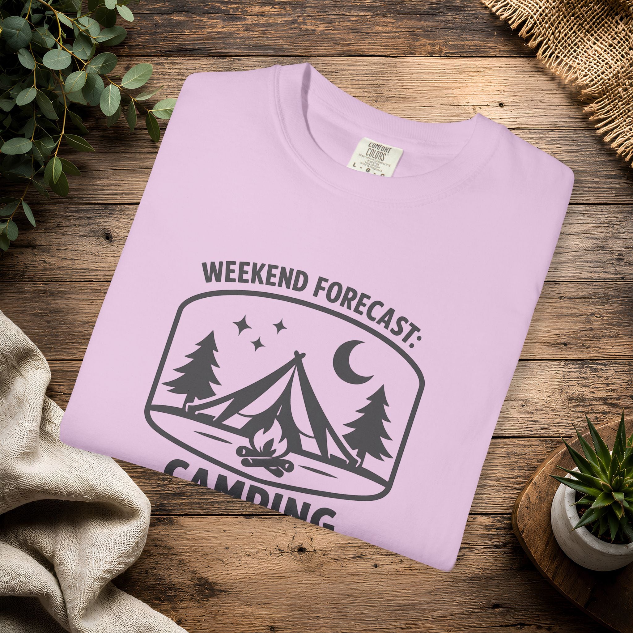 Camping T-Shirt — "Weekend Forecast: Camping" Outdoor Adventure Tee