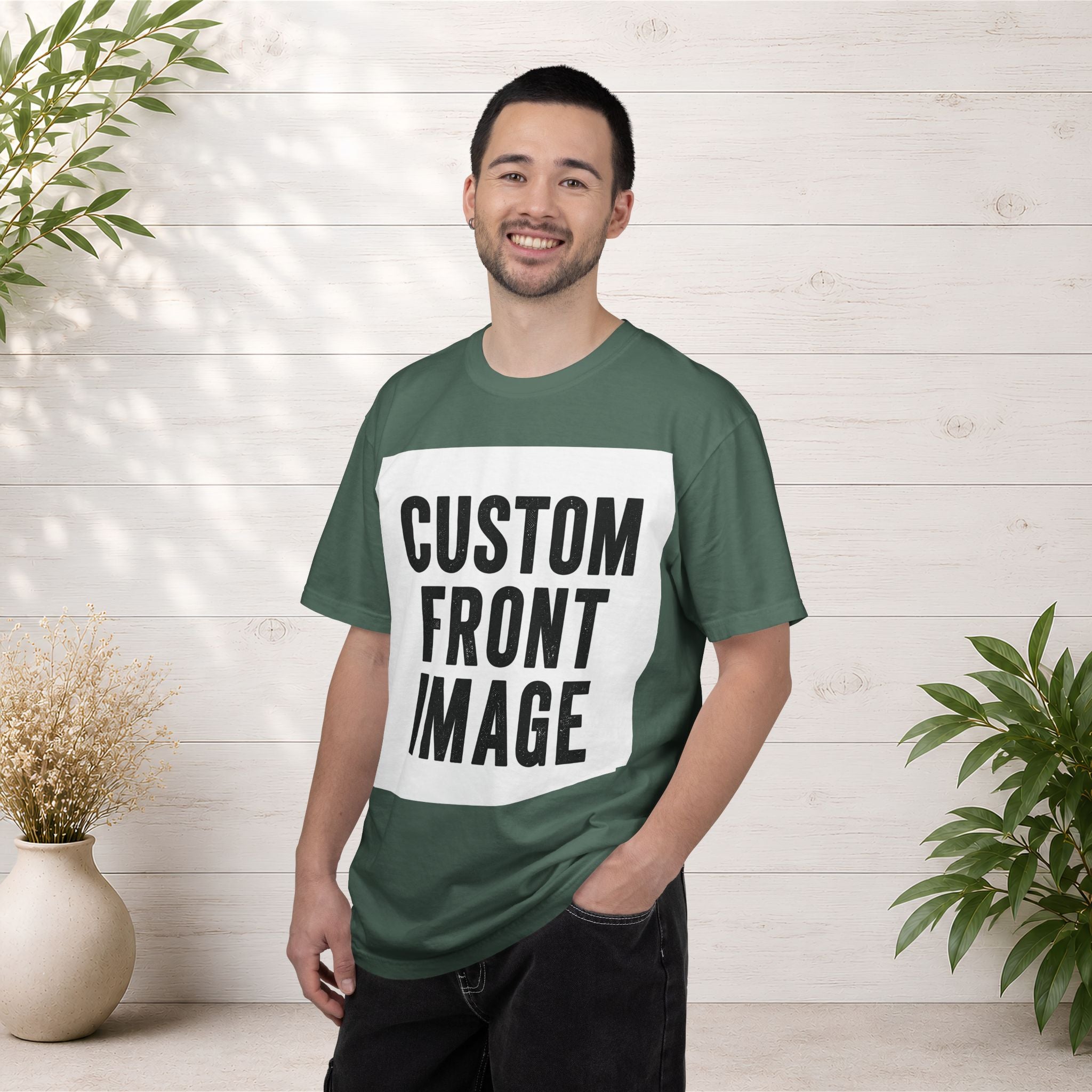 Custom Square Image Front T-Shirt - Add Your Own Image