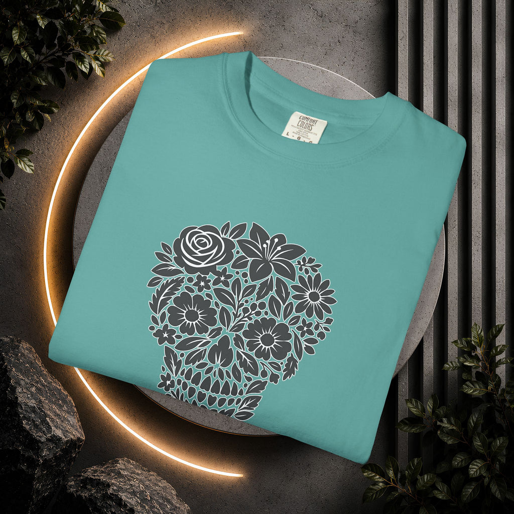 Floral Sugar Skull T-Shirt — Day of the Dead Floral Skull Tee