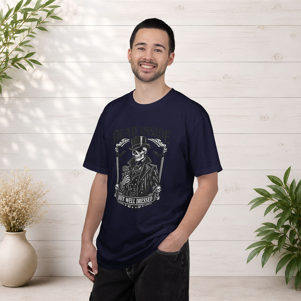 Dead Inside But Well Dressed T-Shirt — Gothic Skeleton Vintage Graphic Tee
