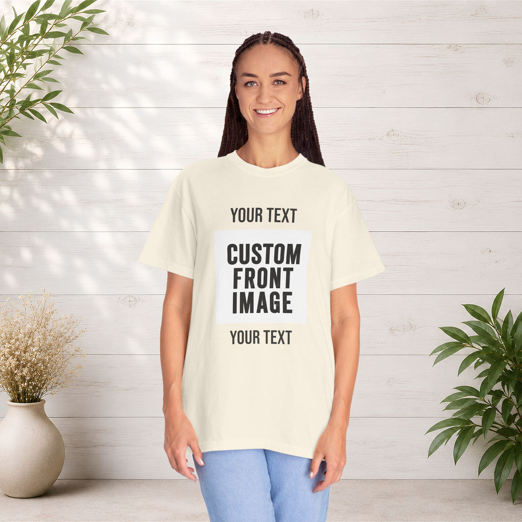 Custom Front Square Print T-Shirt — Personalized Text & Image Tee