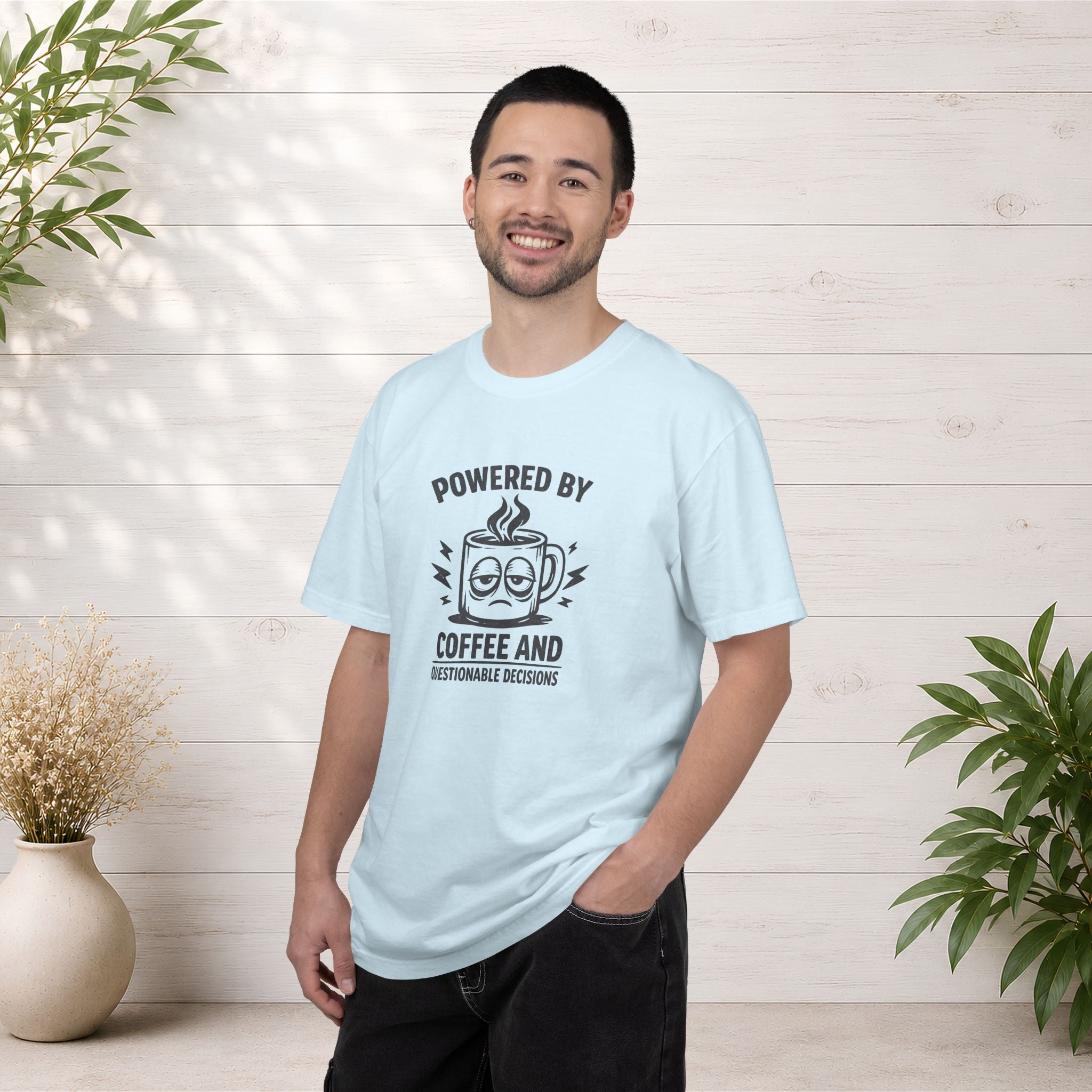 Coffee & Questionable Decisions T-Shirt – Powered by Coffee Graphic Tee