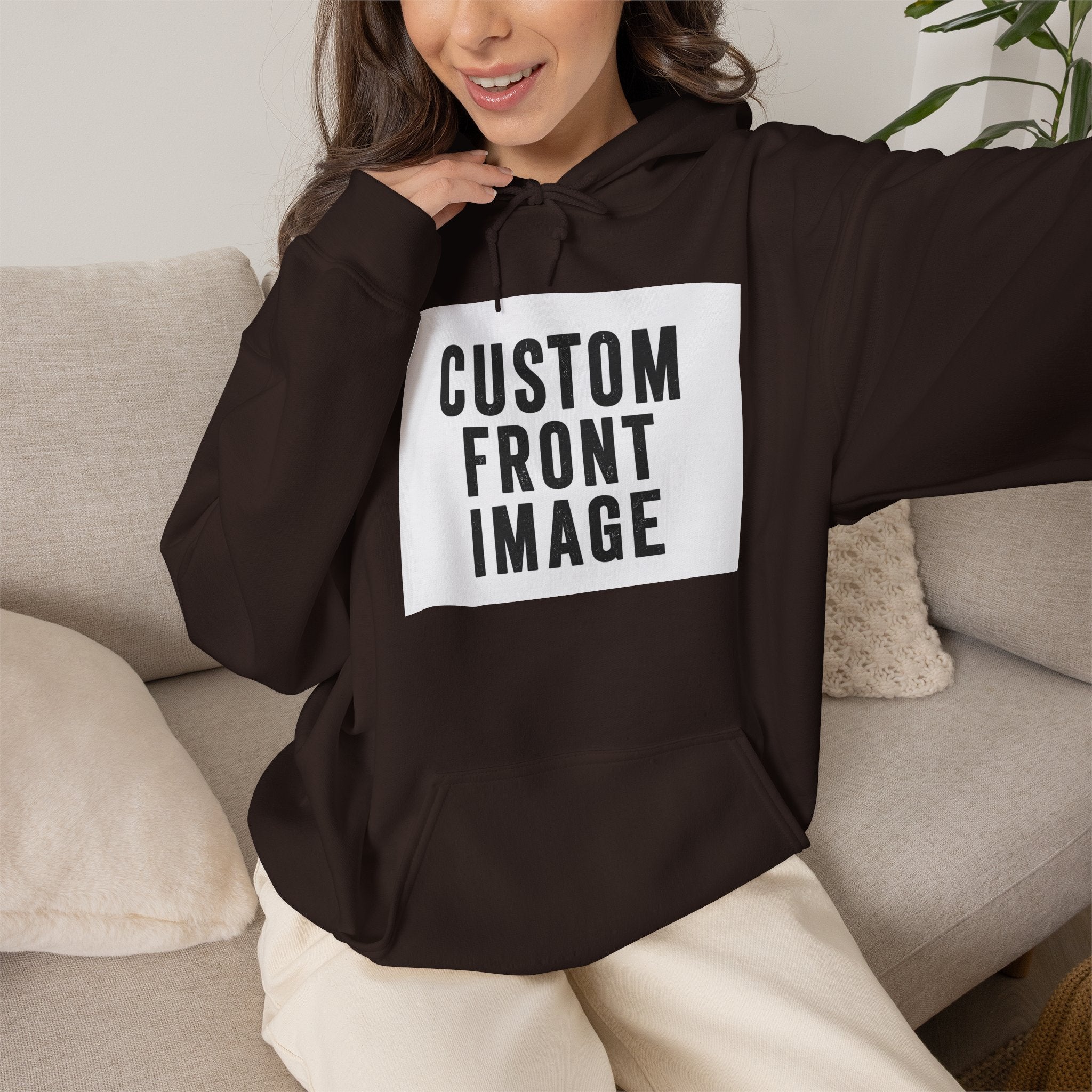 Custom Front Image Hoodie — Personalized White Pullover Hooded Sweatshirt