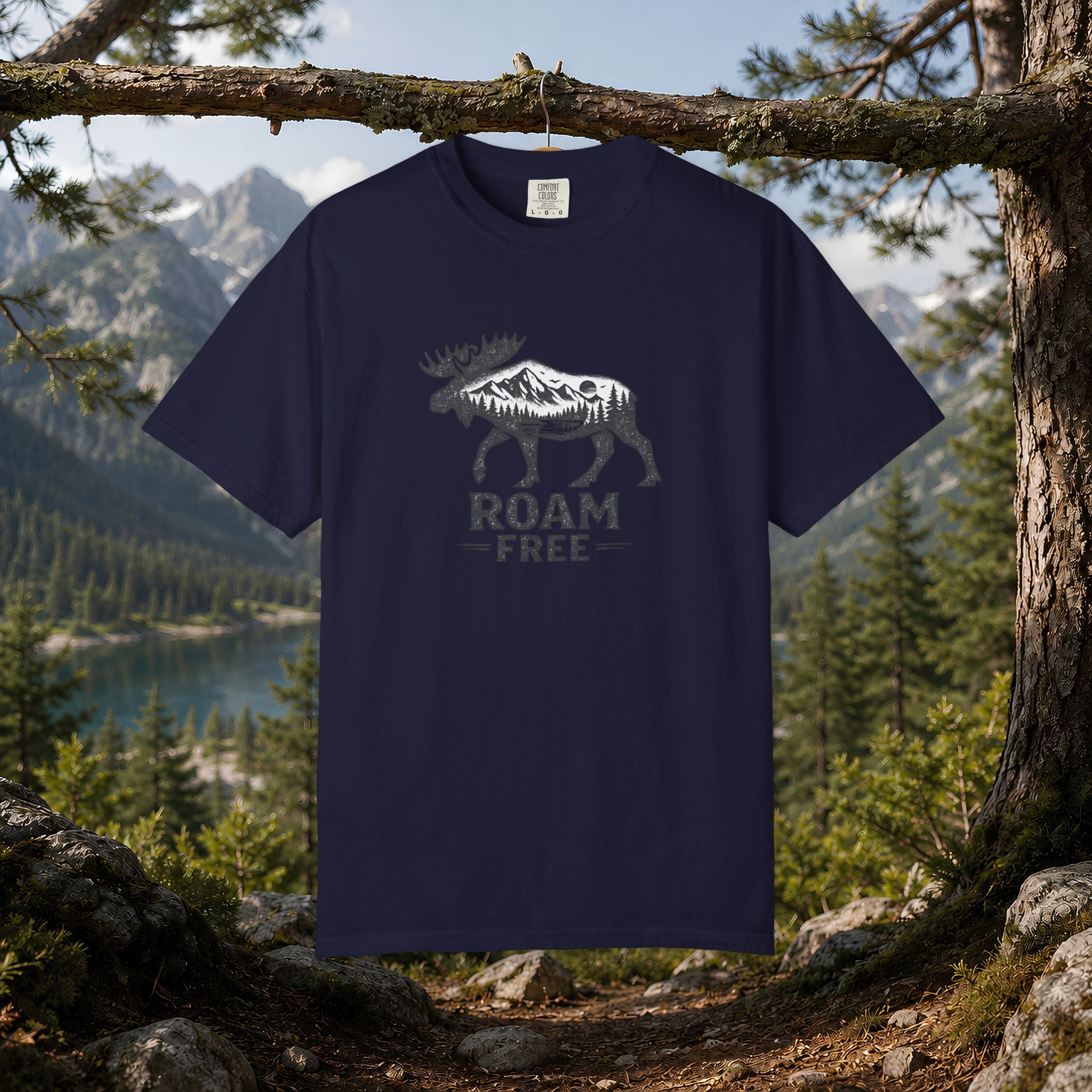 Roam Free Moose T-Shirt — Outdoorsy Nature Graphic Tee