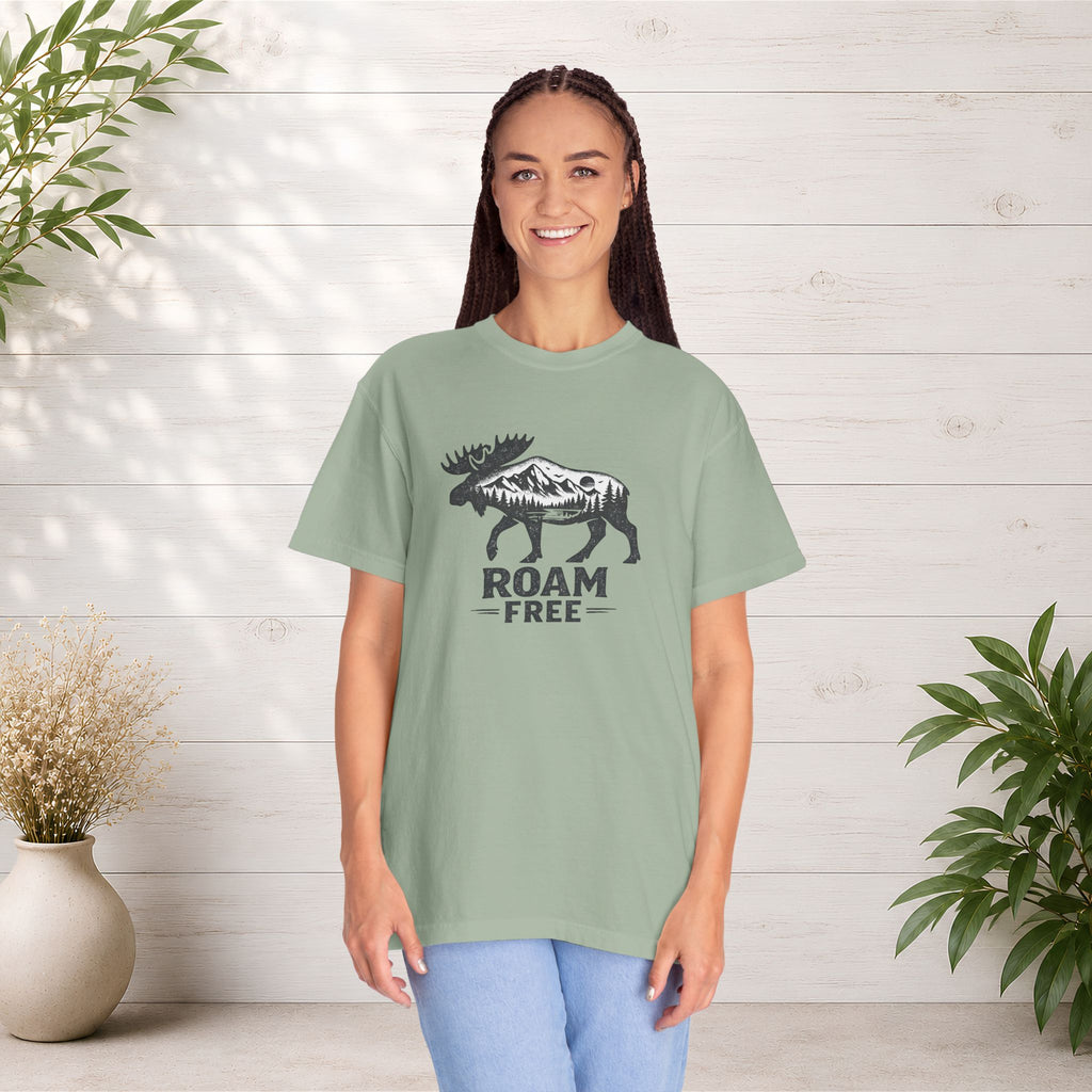 Roam Free Moose T-Shirt — Outdoorsy Nature Graphic Tee