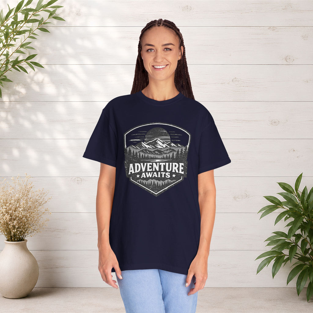 Adventure Awaits T-Shirt — Mountain Hiking Outdoors Tee