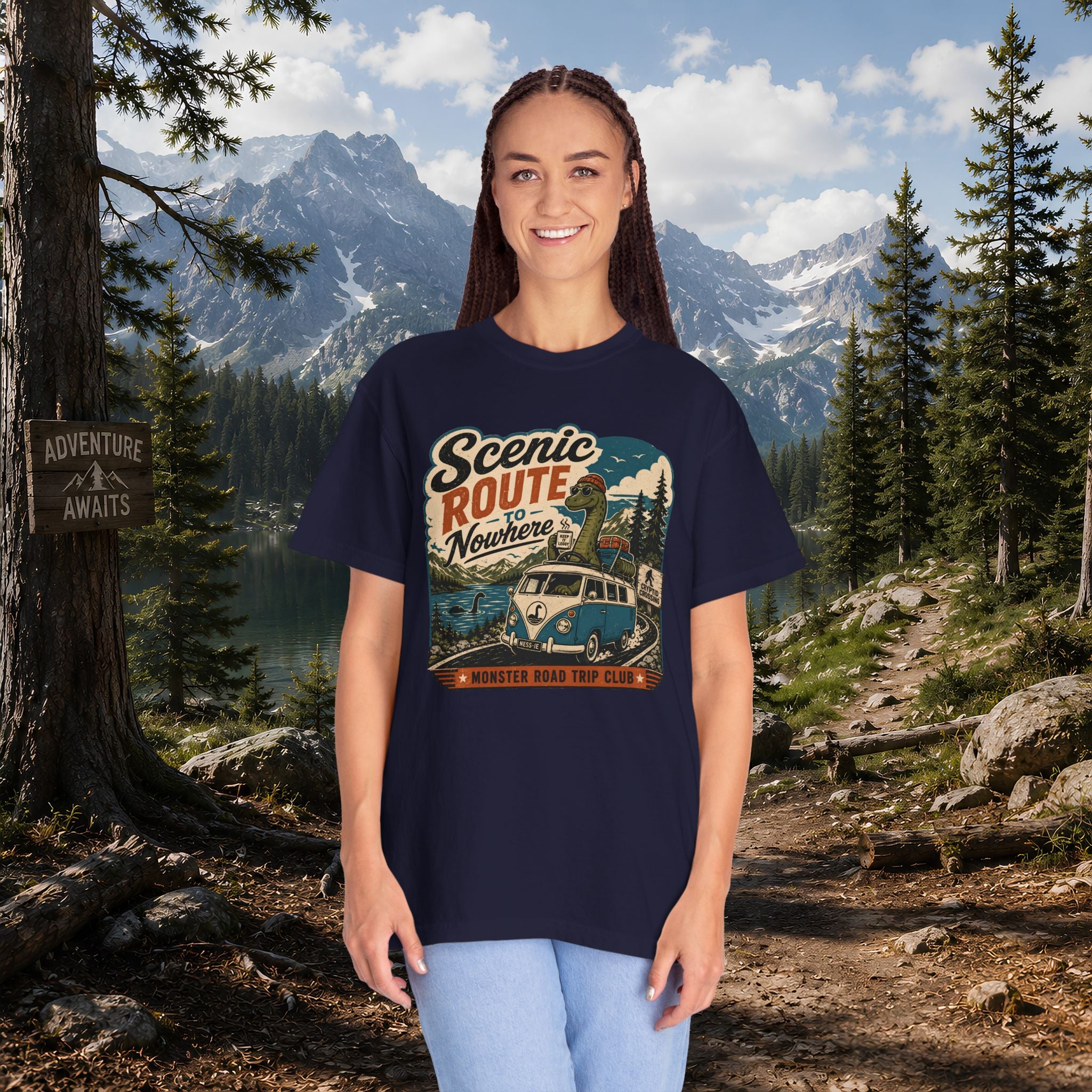 Scenic Route Vintage Camper Nessy T-Shirt — Road Trip Adventure Tee