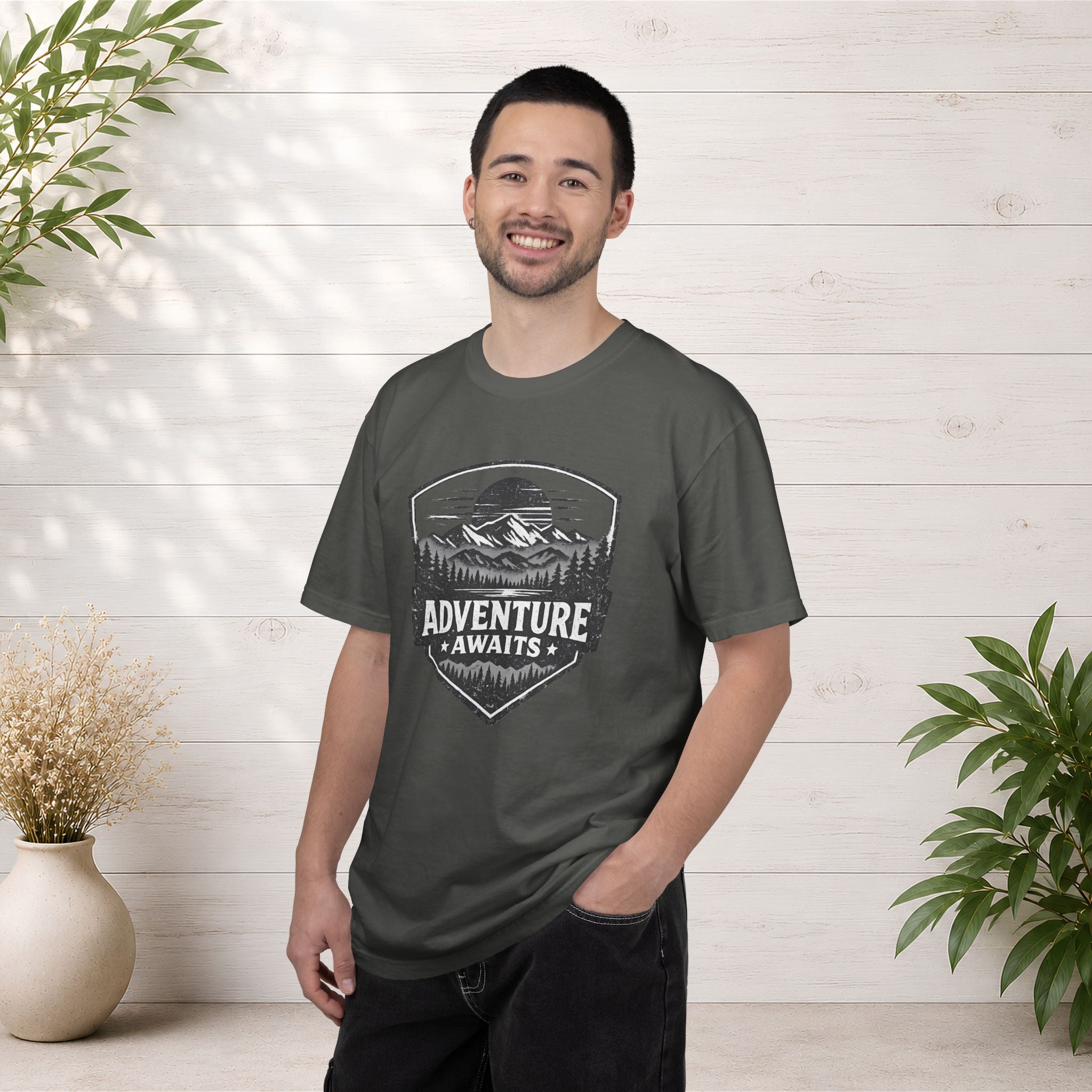 Adventure Awaits T-Shirt — Mountain Hiking Outdoors Tee