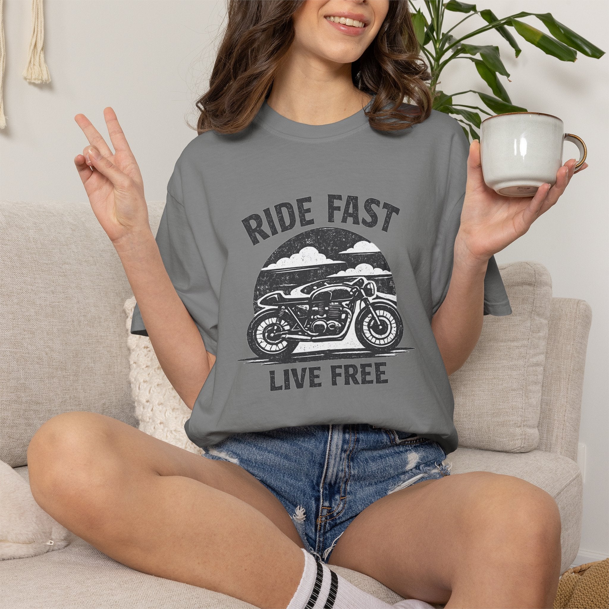Ride Fast Live Free Motorcycle T-Shirt — Vintage Biker Tee for Riders