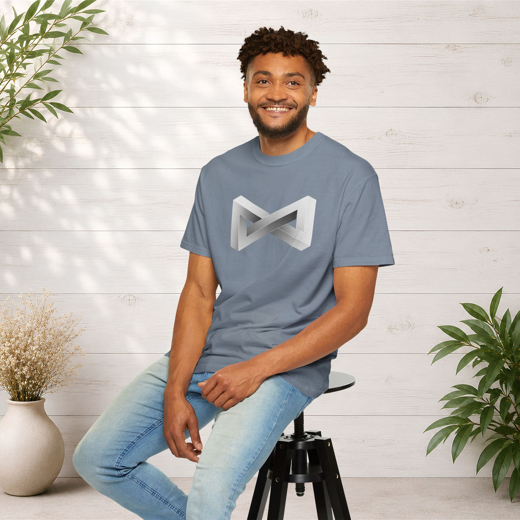 Optical Illusion Logo T-Shirt — Minimal Monochrome Infinity Design