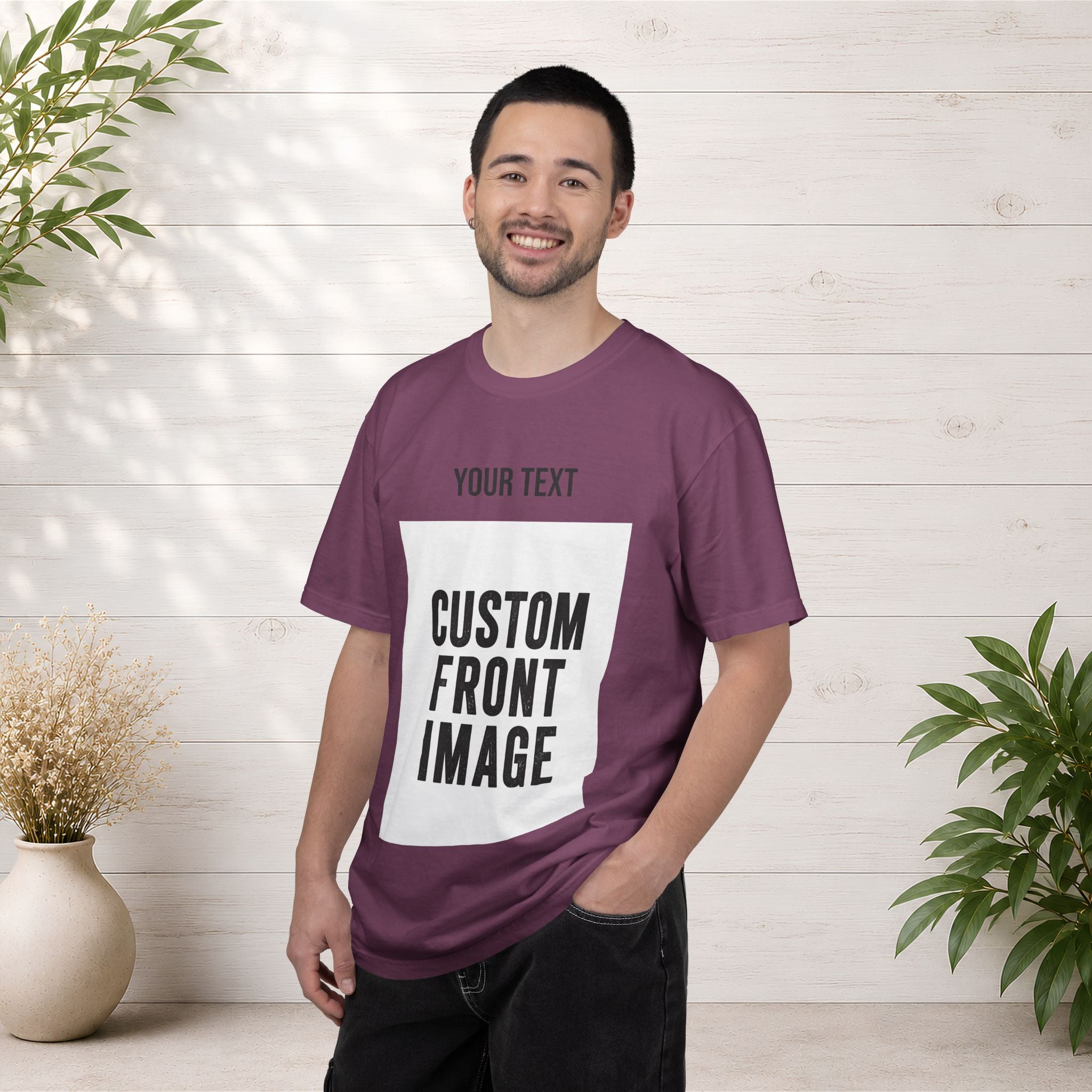 Custom Front Portrait Print T-Shirt — Personalized Text & Image Tee